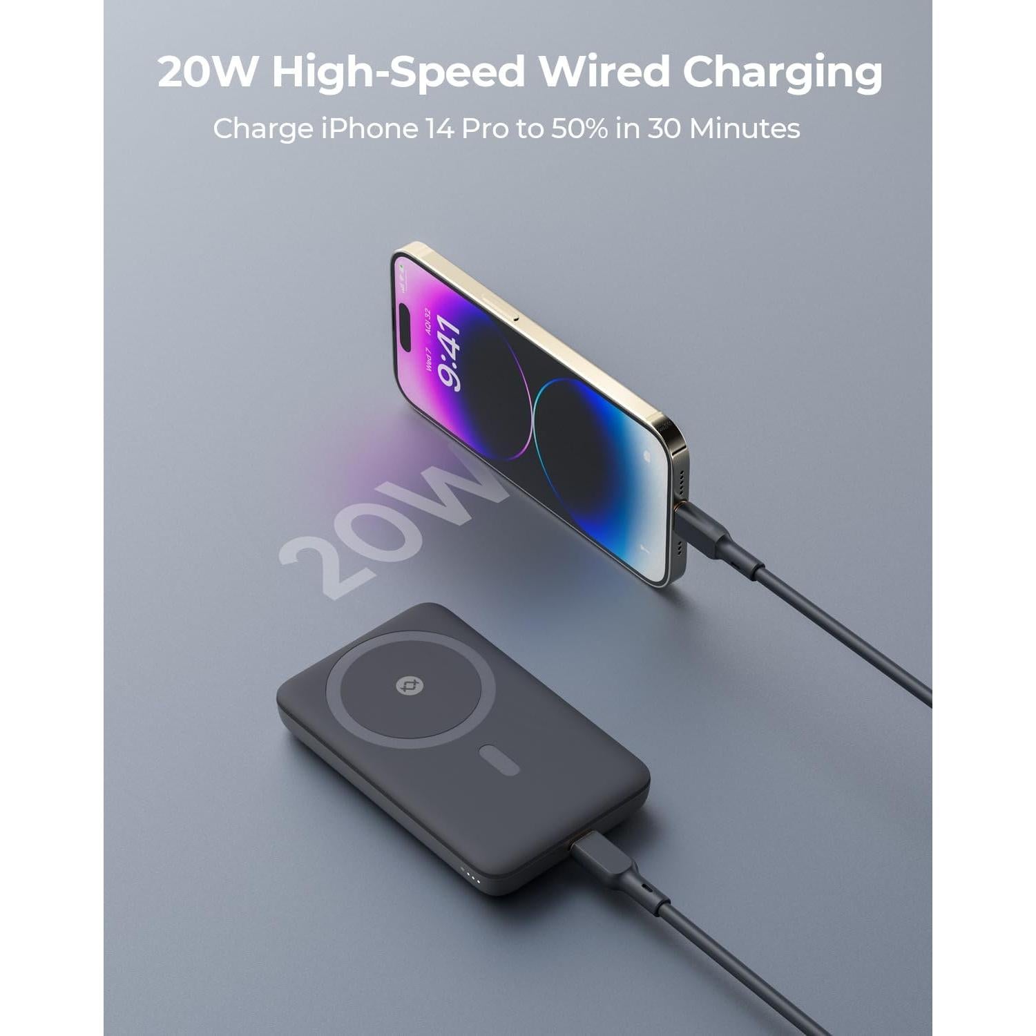 Cargador Portátil Magnético AMEGAT 6700mAh Carga Rápida USB-C