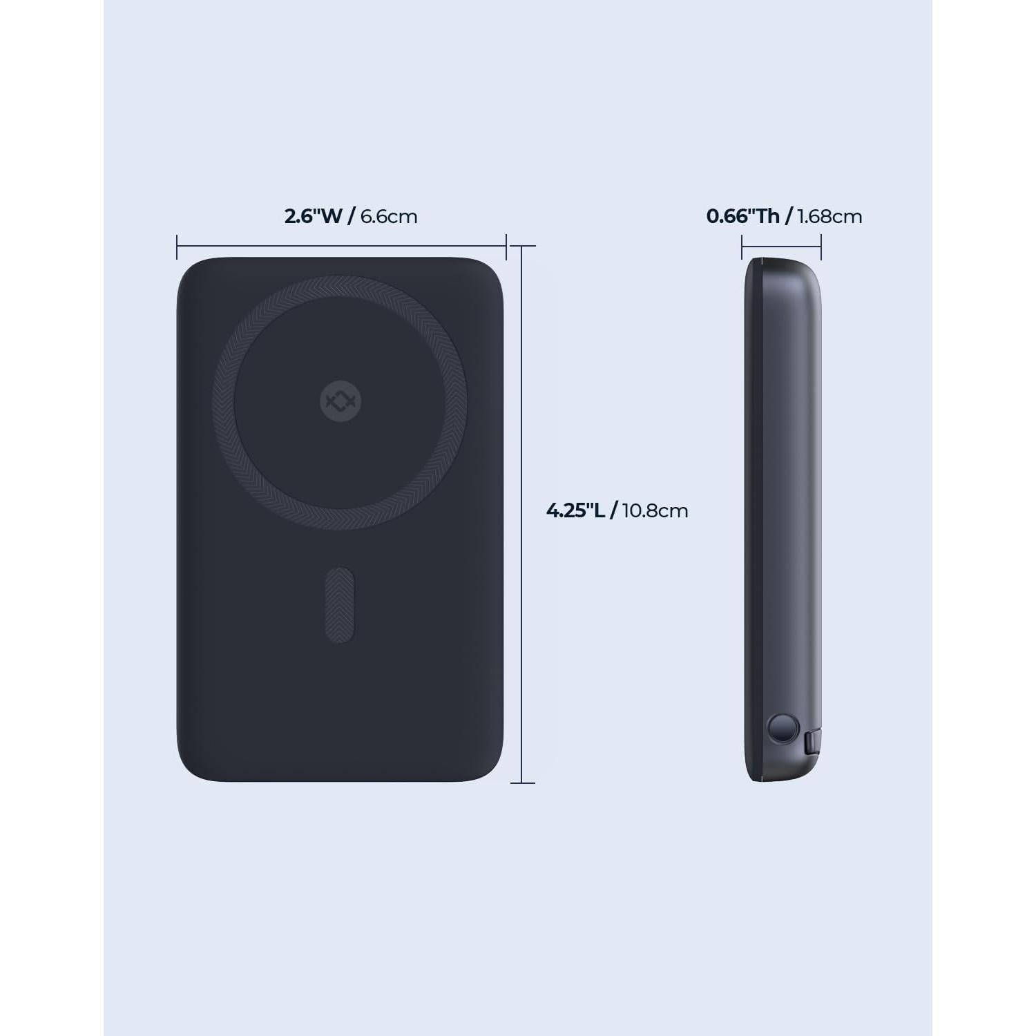 Cargador Portátil Magnético AMEGAT 6700mAh Carga Rápida USB-C