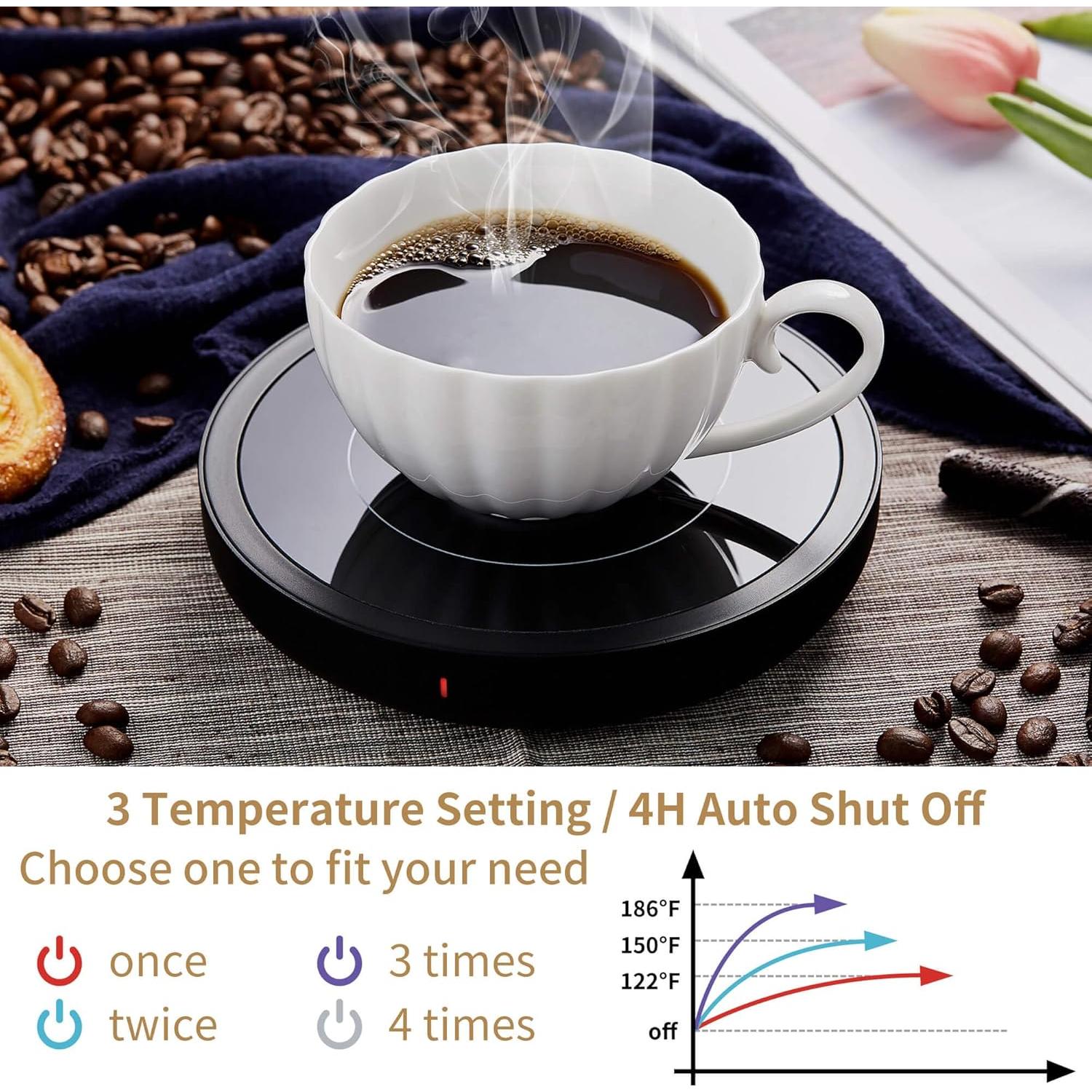 Calentador de Tazas Eléctrico Irrompible Negro 36W 3 Temperaturas