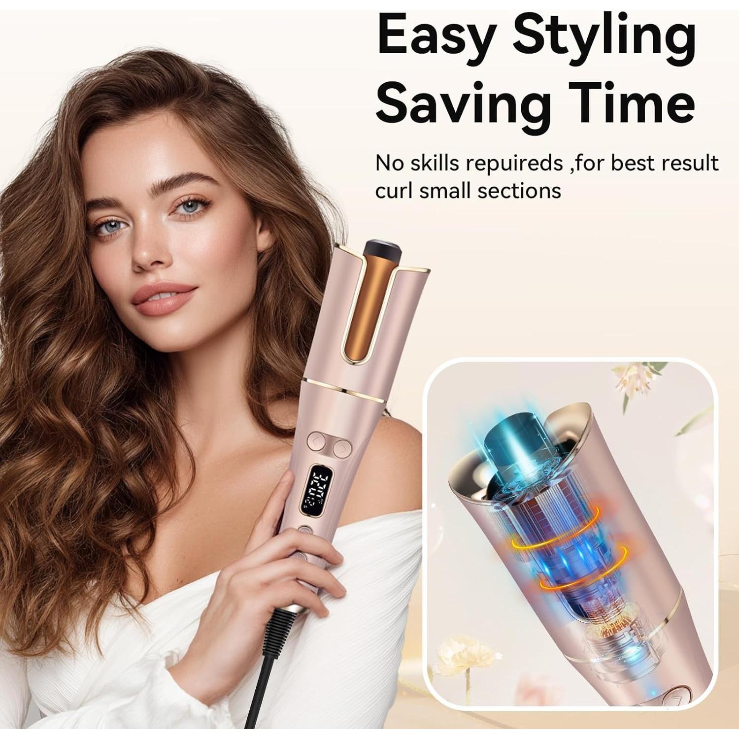 Rizador Automático EIHOO 1" (2.54 cm) Rosa Claro 4 Temperaturas