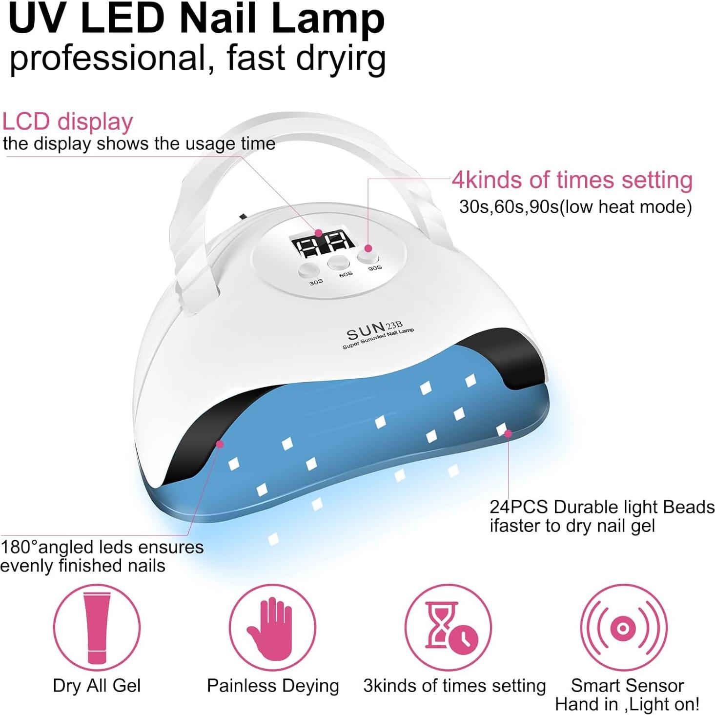 Kit de Esmalte de Uñas en Gel YALSYNY con Lámpara UV y Taladro