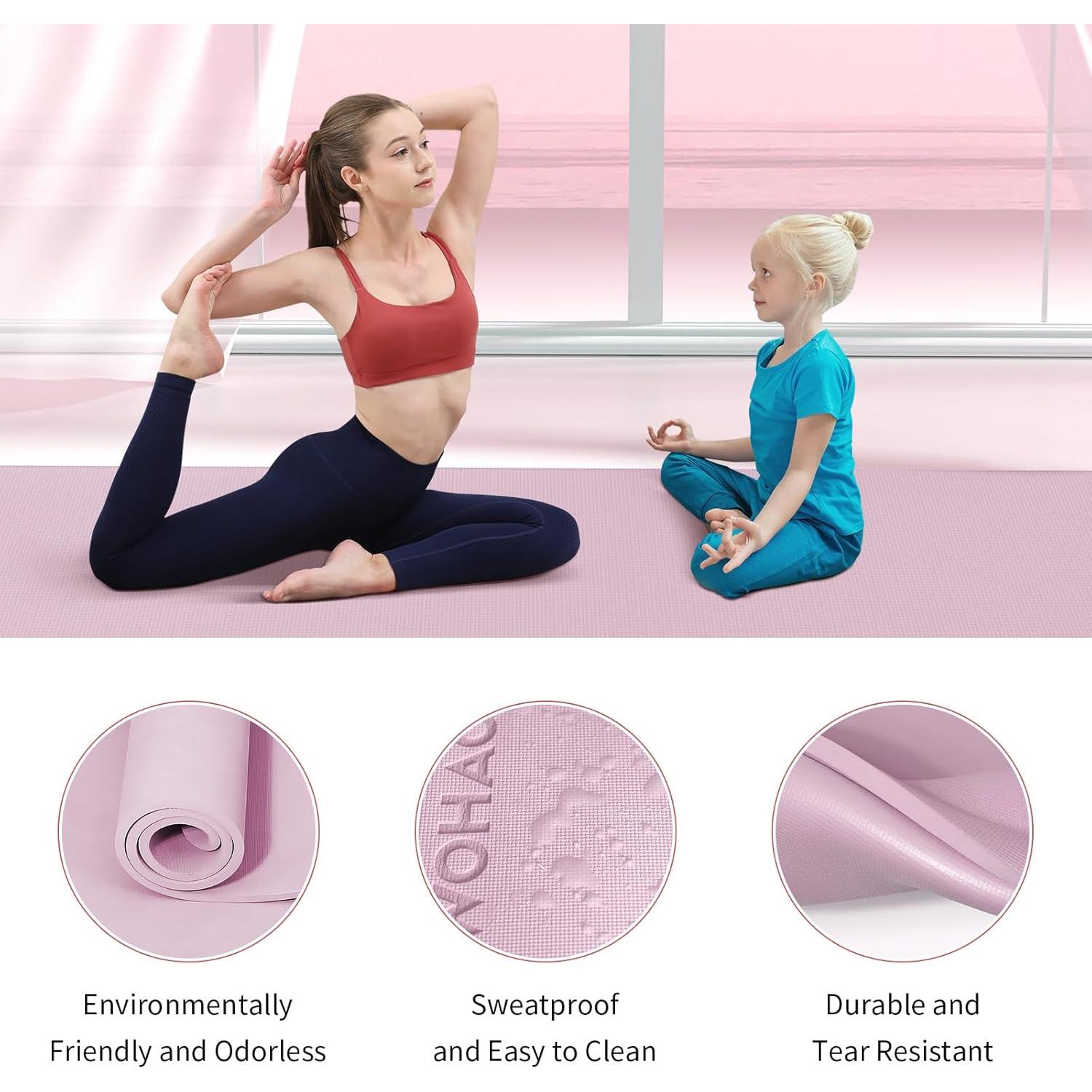 Alfombrilla de Yoga Antideslizante WOHAO 8mm Extra Ancha 182.88x80.01cm