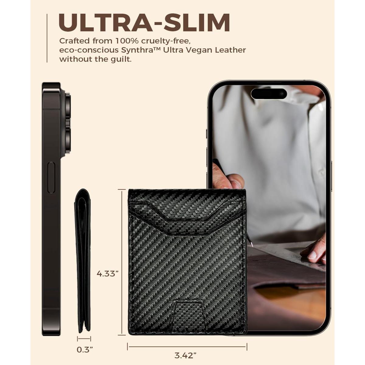 Cartera Slim RFID para Hombres Synthra Ultra Bifold Negra