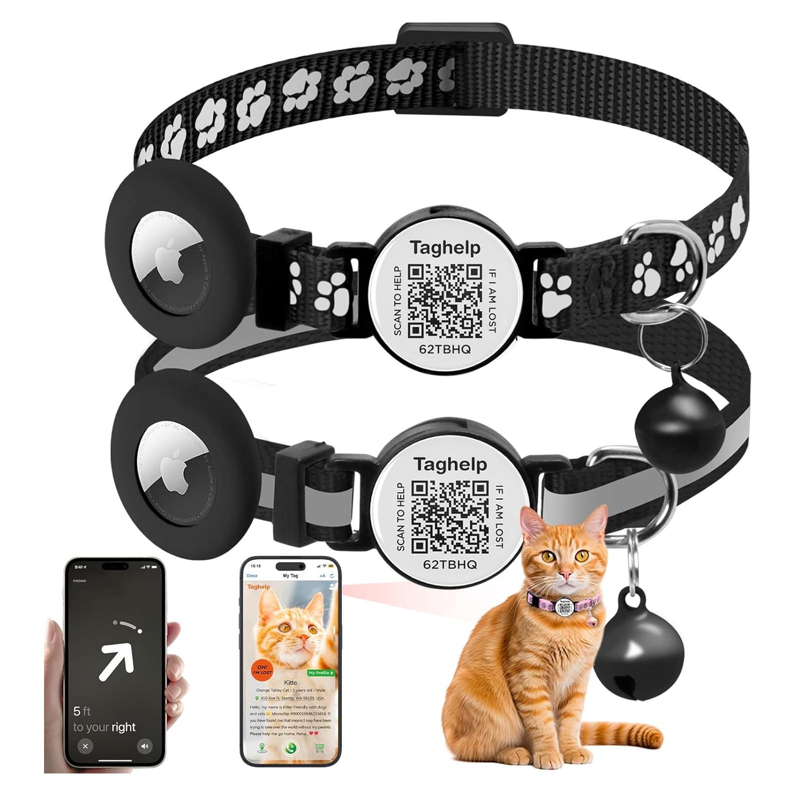 Collar de Gato Taghelp con QR y Liberación Rápida - Negro