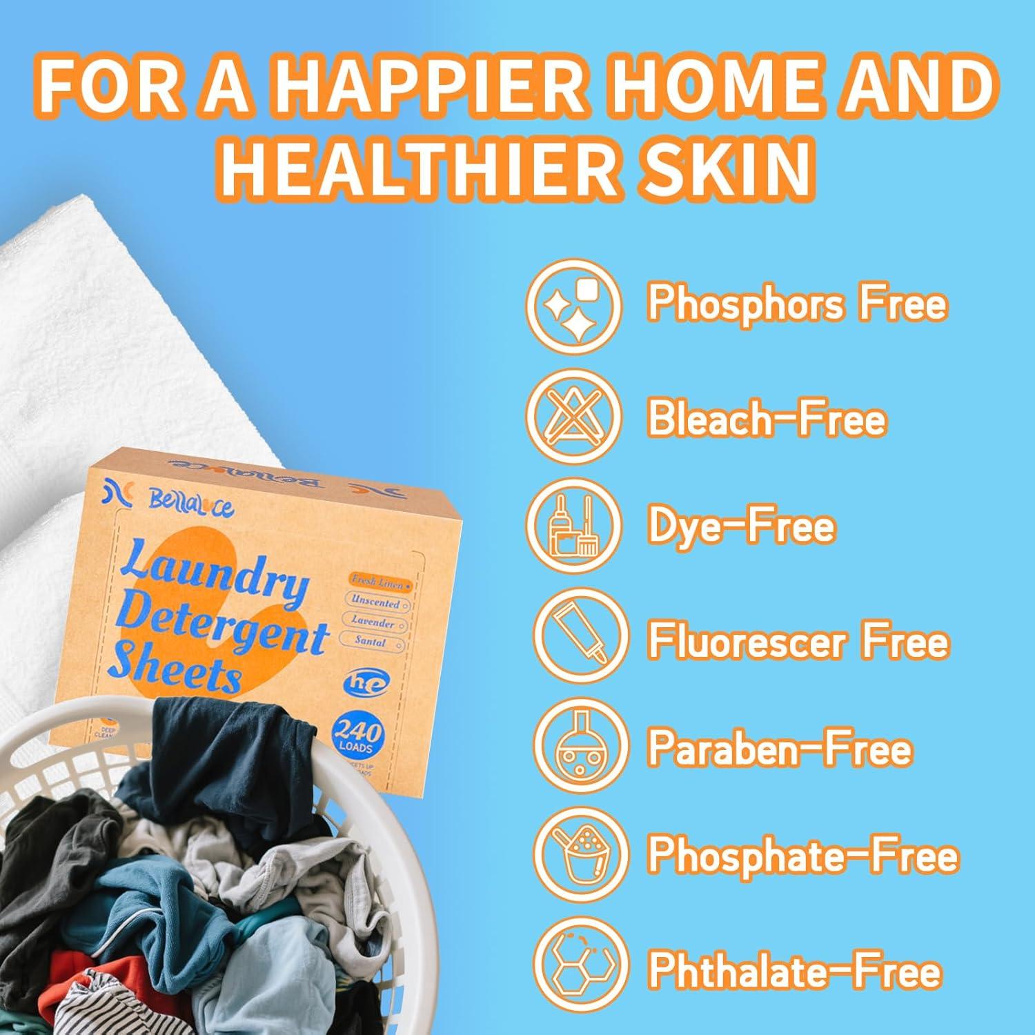 Hojas de Detergente Ecológicas Bellaluce 240 Cargas Lino Fresco