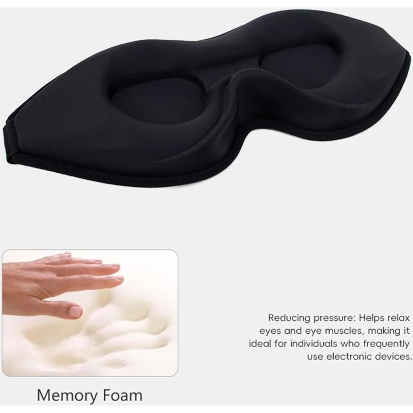 Máscara de Sueño 3D BAOOOHEE Negra, Bloqueo de Luz, Ajustable