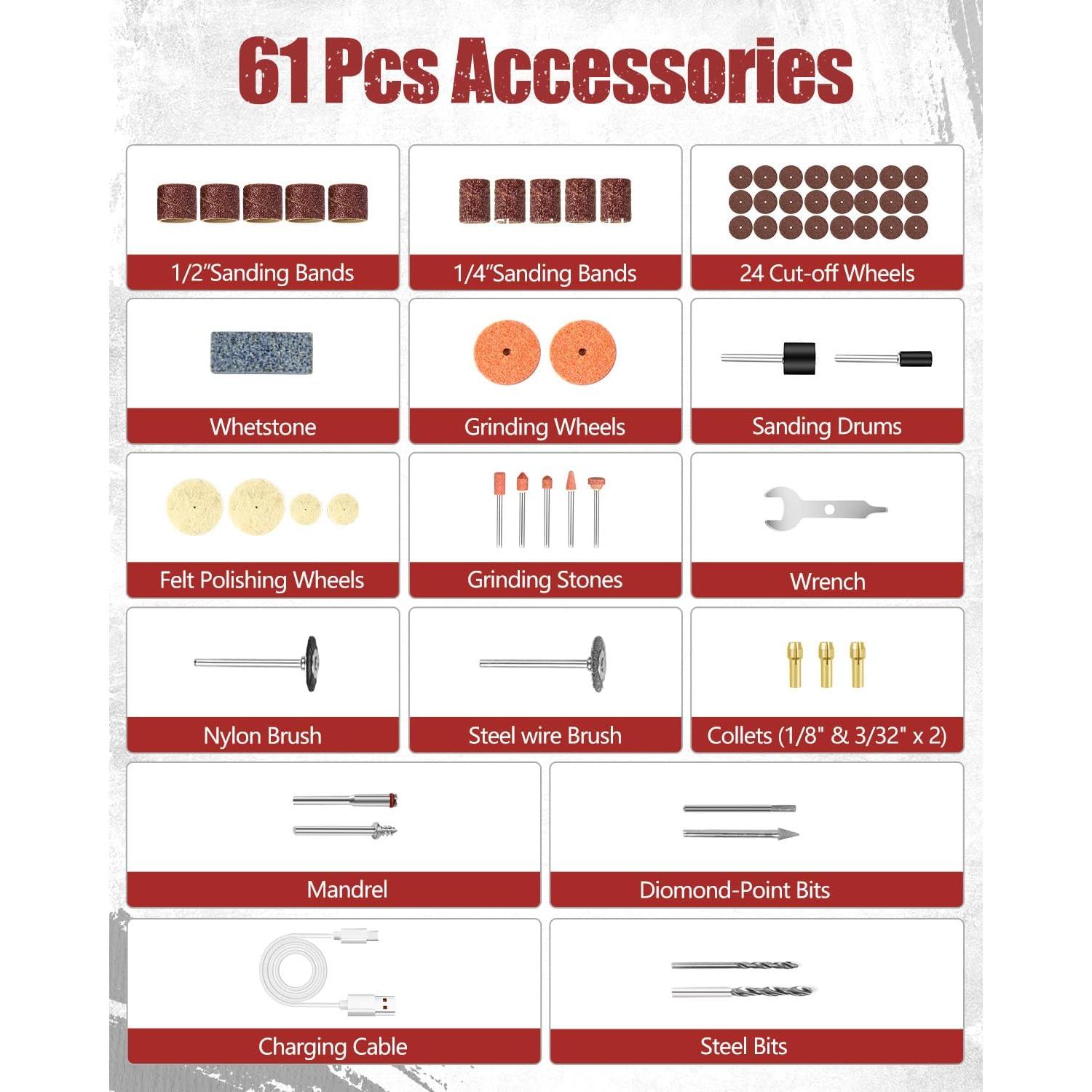 Herramienta Rotativa Inalámbrica AVID POWER 8V con 60 Accesorios