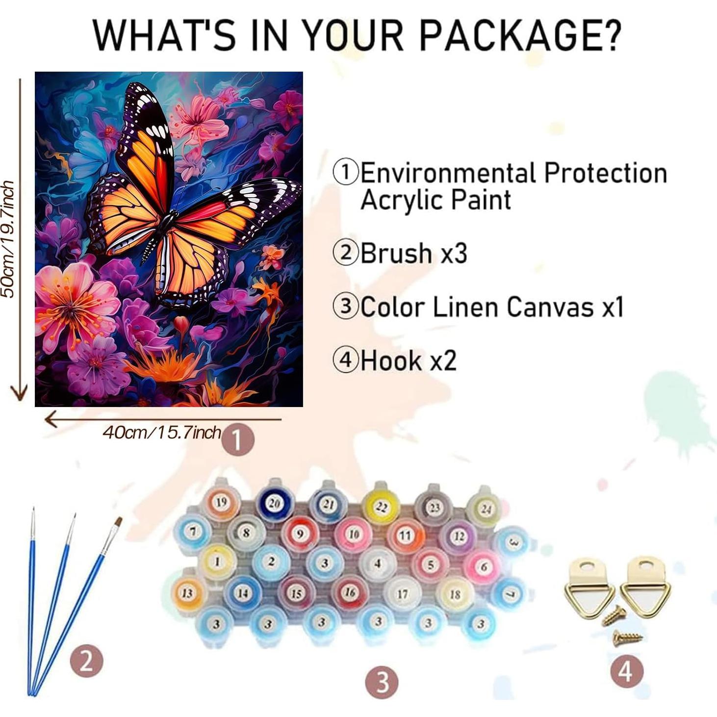 Kit de Pintura por Números MBNTJHT Mariposa 40x50 cm