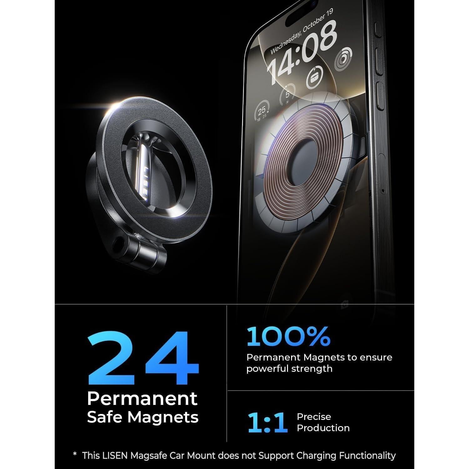 Soporte de Coche Magnético LISEN para iPhone 16 Pro Max