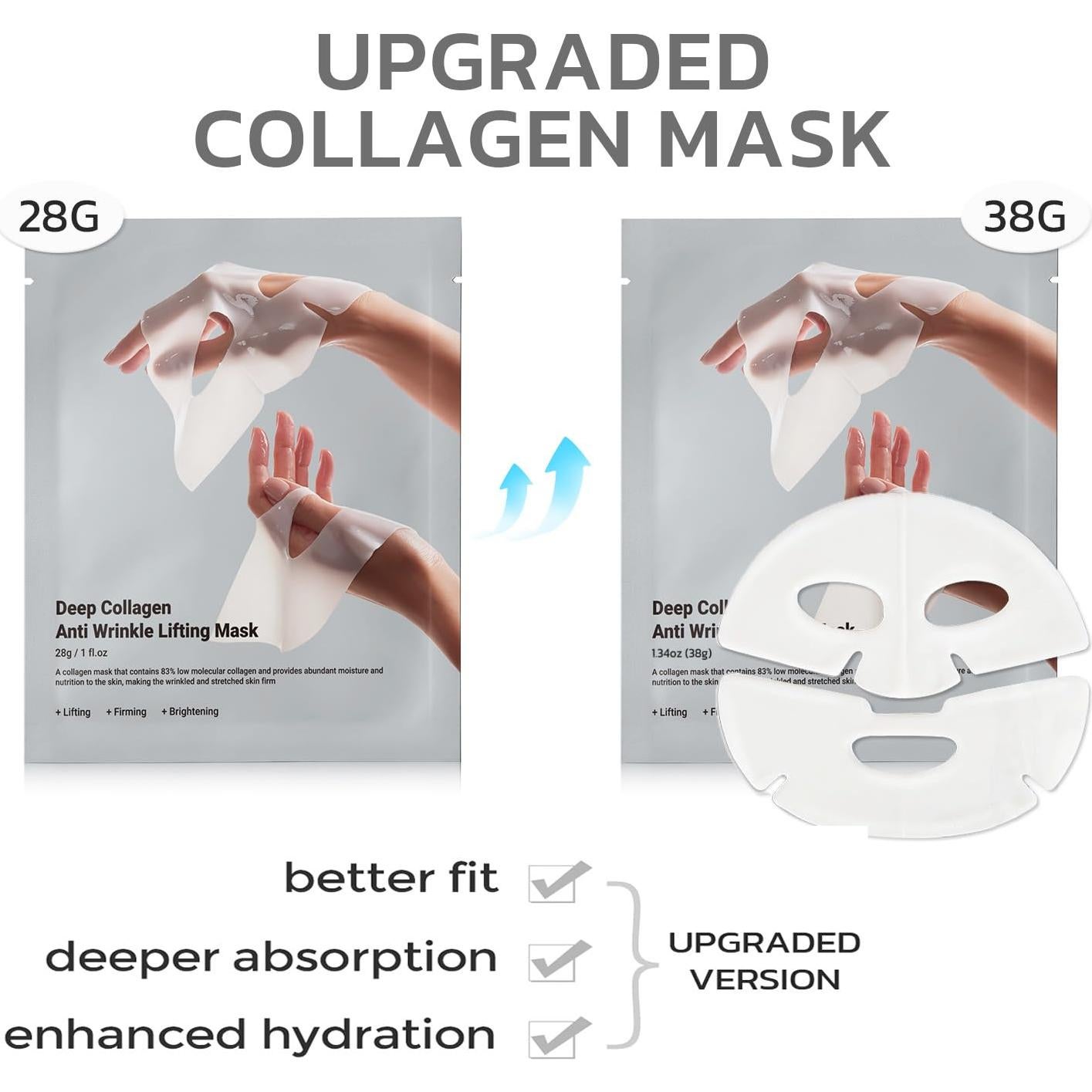 Mascarilla Facial de Colágeno GNJOY 5ea 38g Hidratante Antiarrugas