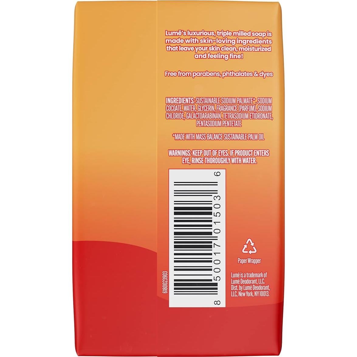 Jabón en Barra Lume Triple Milled 142g - Hidratación Mandarina