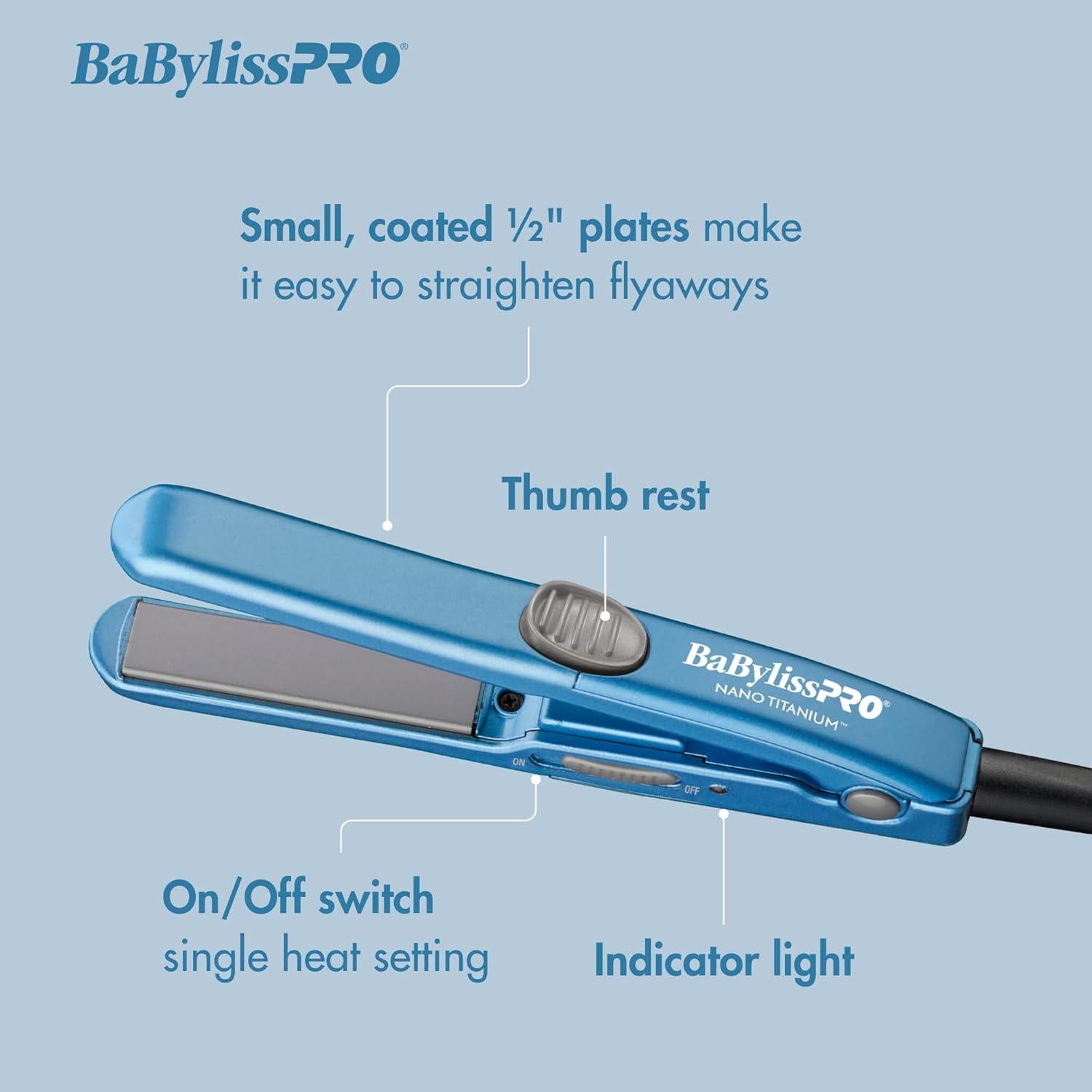Plancha de Pelo Mini BaBylissPRO Nano Titanium 1.27 cm