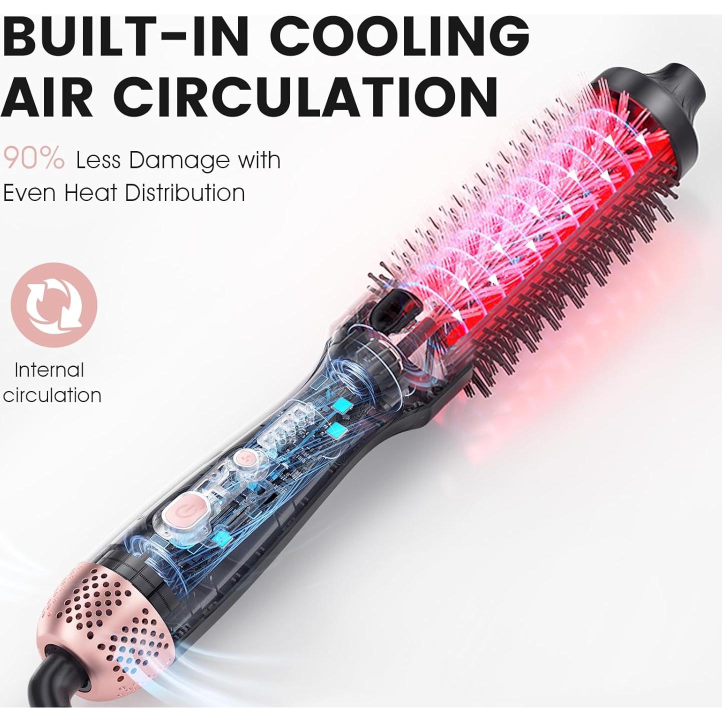 Cepillo Térmico Zavarea 1.5" Negro, Estilizador Caliente 800 Millones Iones