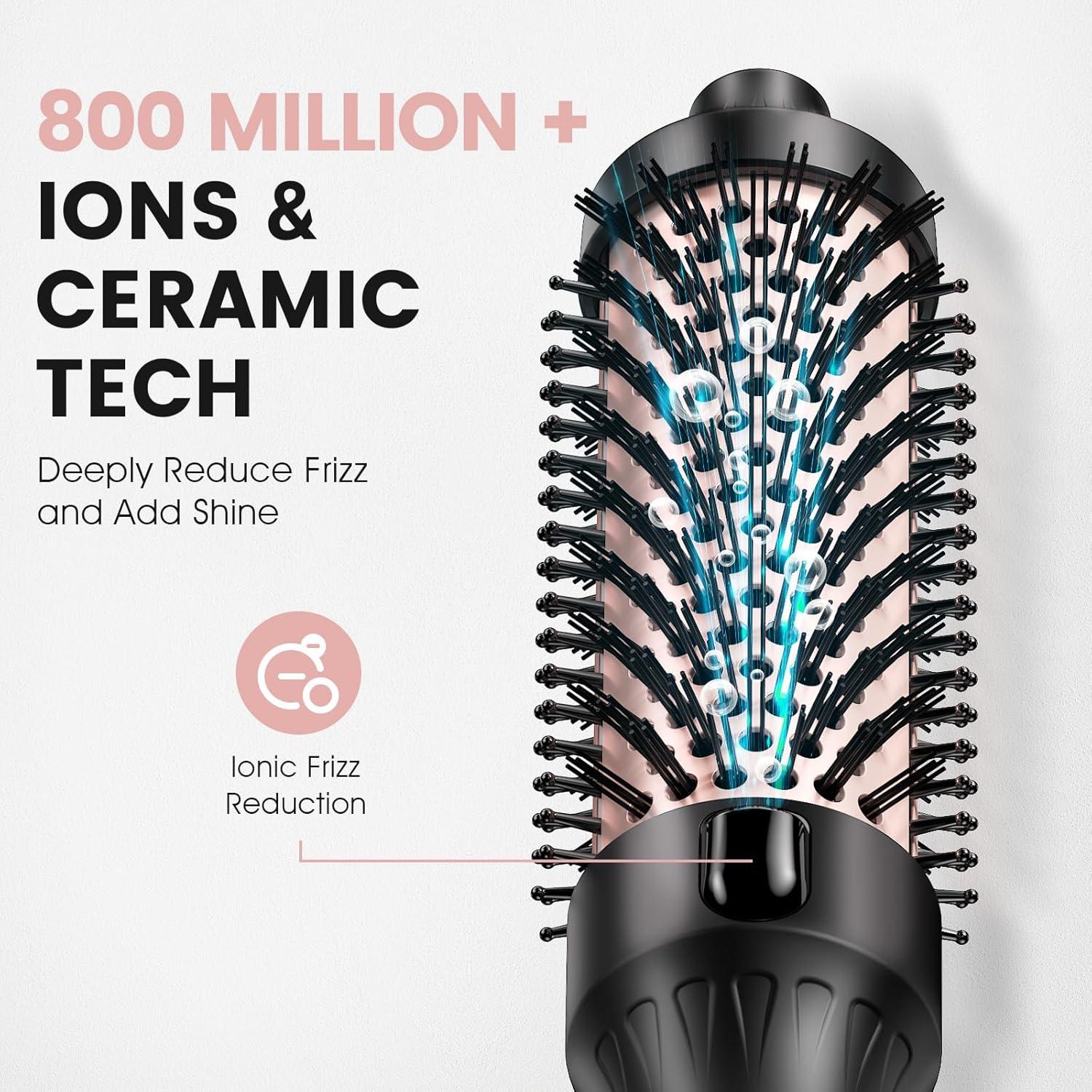 Cepillo Térmico Zavarea 1.5" Negro, Estilizador Caliente 800 Millones Iones
