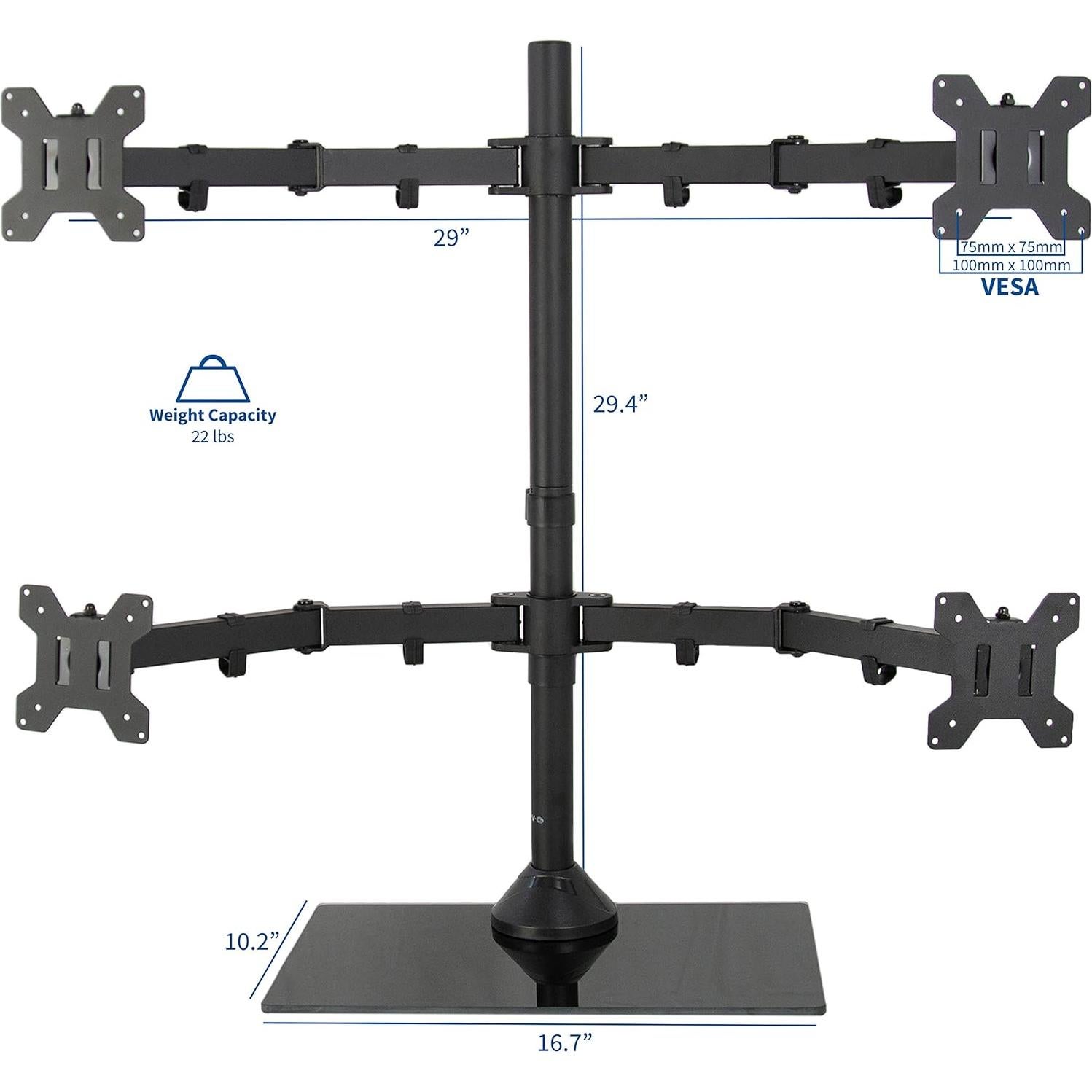 Soporte de Escritorio VIVO STAND-V004FG para 4 Monitores