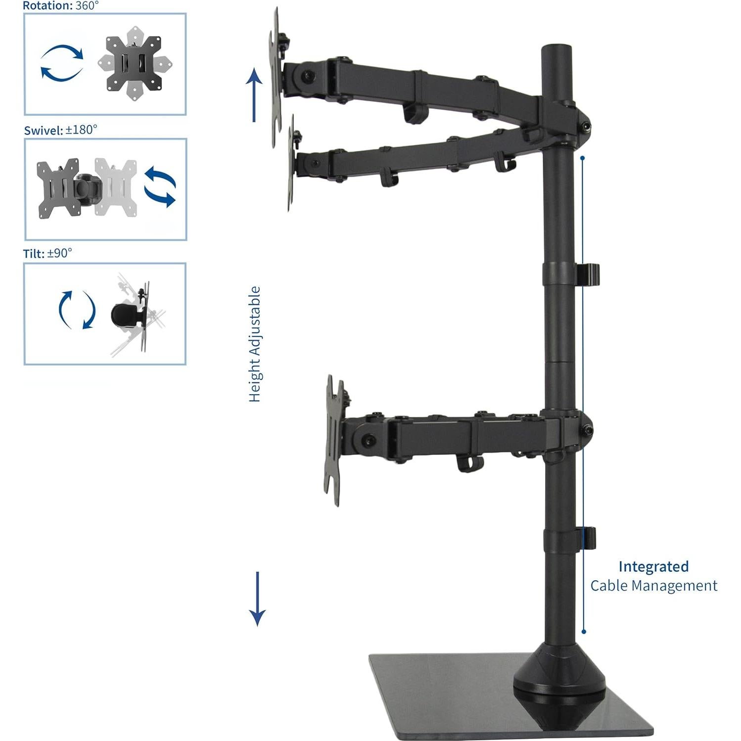 Soporte de Escritorio VIVO STAND-V004FG para 4 Monitores