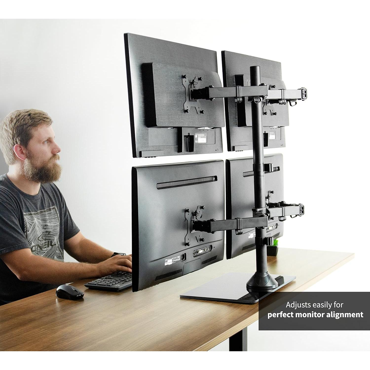 Soporte de Escritorio VIVO STAND-V004FG para 4 Monitores