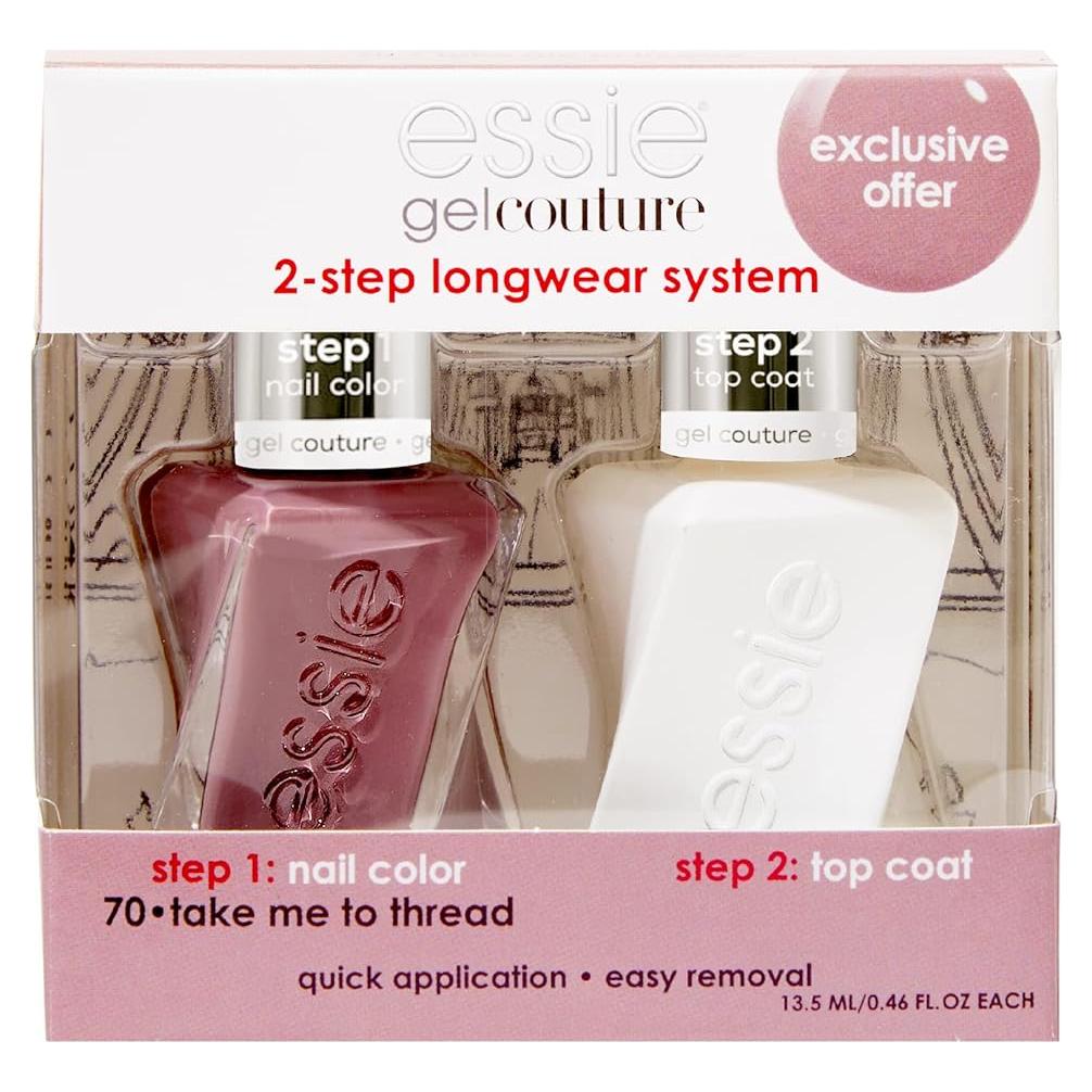 Kit de Esmalte de Uñas Essie Gel Couture Malva 5 ml x2