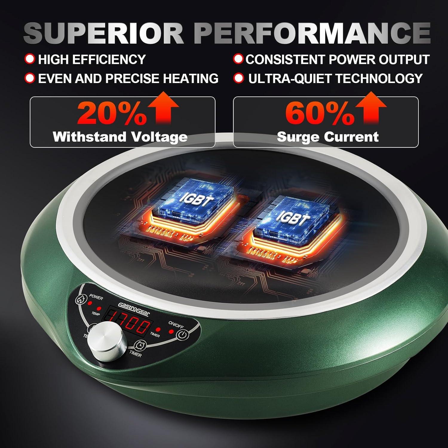 Wok Eléctrico GastroGear 1700W Inducción 34cm Verde