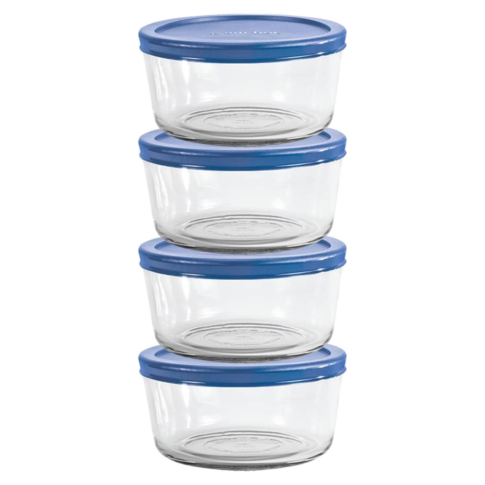 Juego de 4 Contenedores de Vidrio Anchor Hocking 2 Tazas Arándano