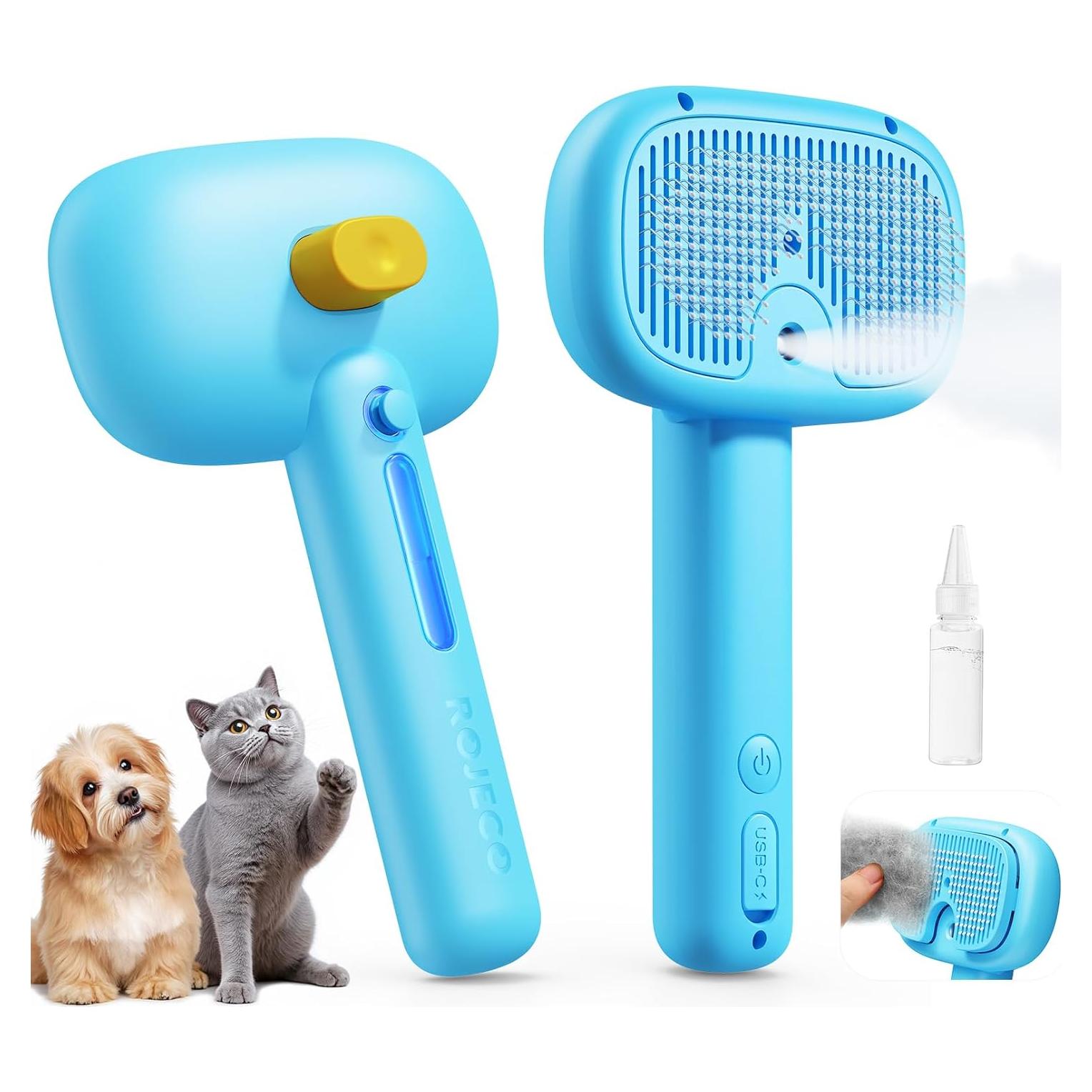 Cepillo de Vapor 3 en 1 ROJECO para Mascotas Azul - Aseo y Deshedding