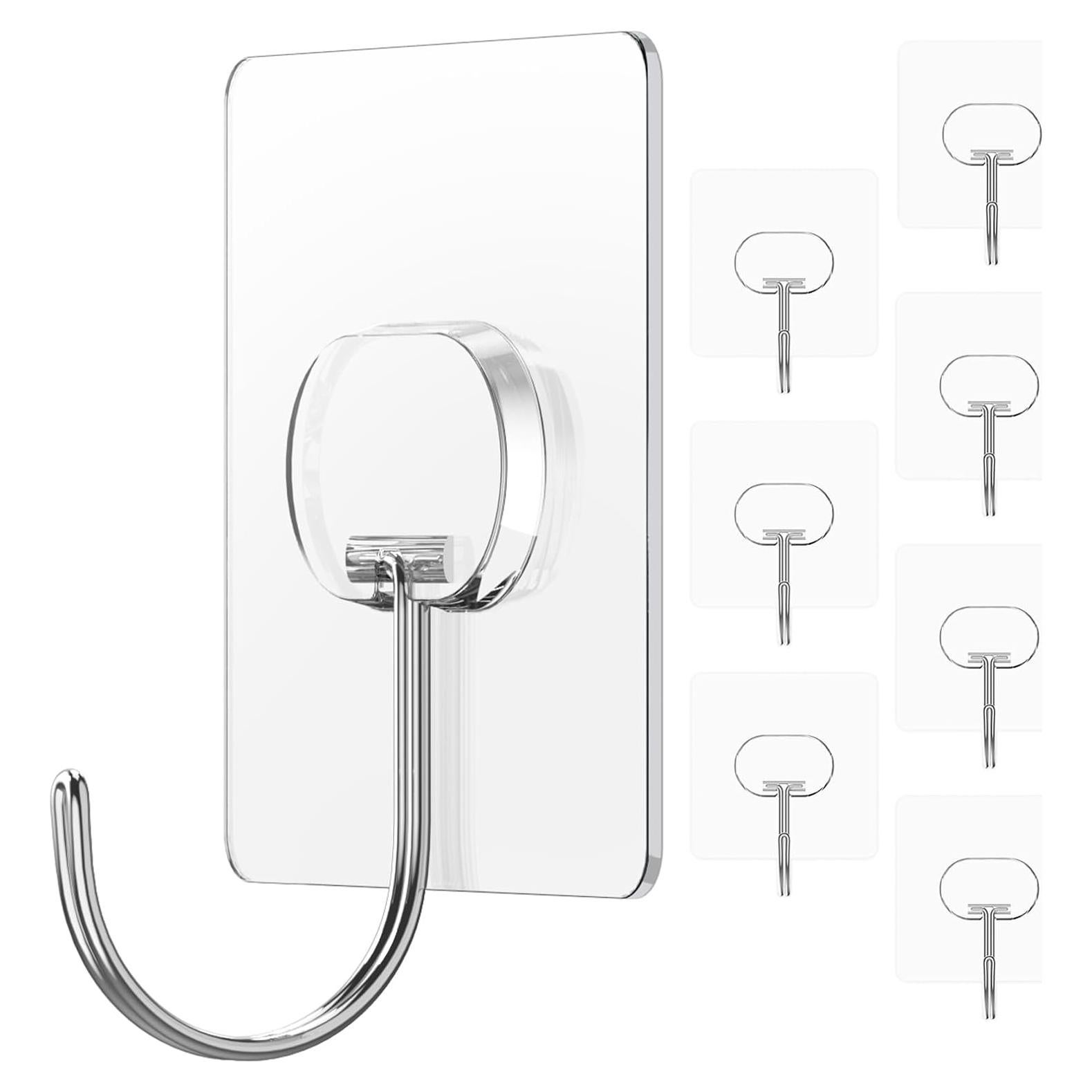 Ganchos Adhesivos Grandes JINSHUNFA 8 Piezas 6.3x6.3cm Transparente