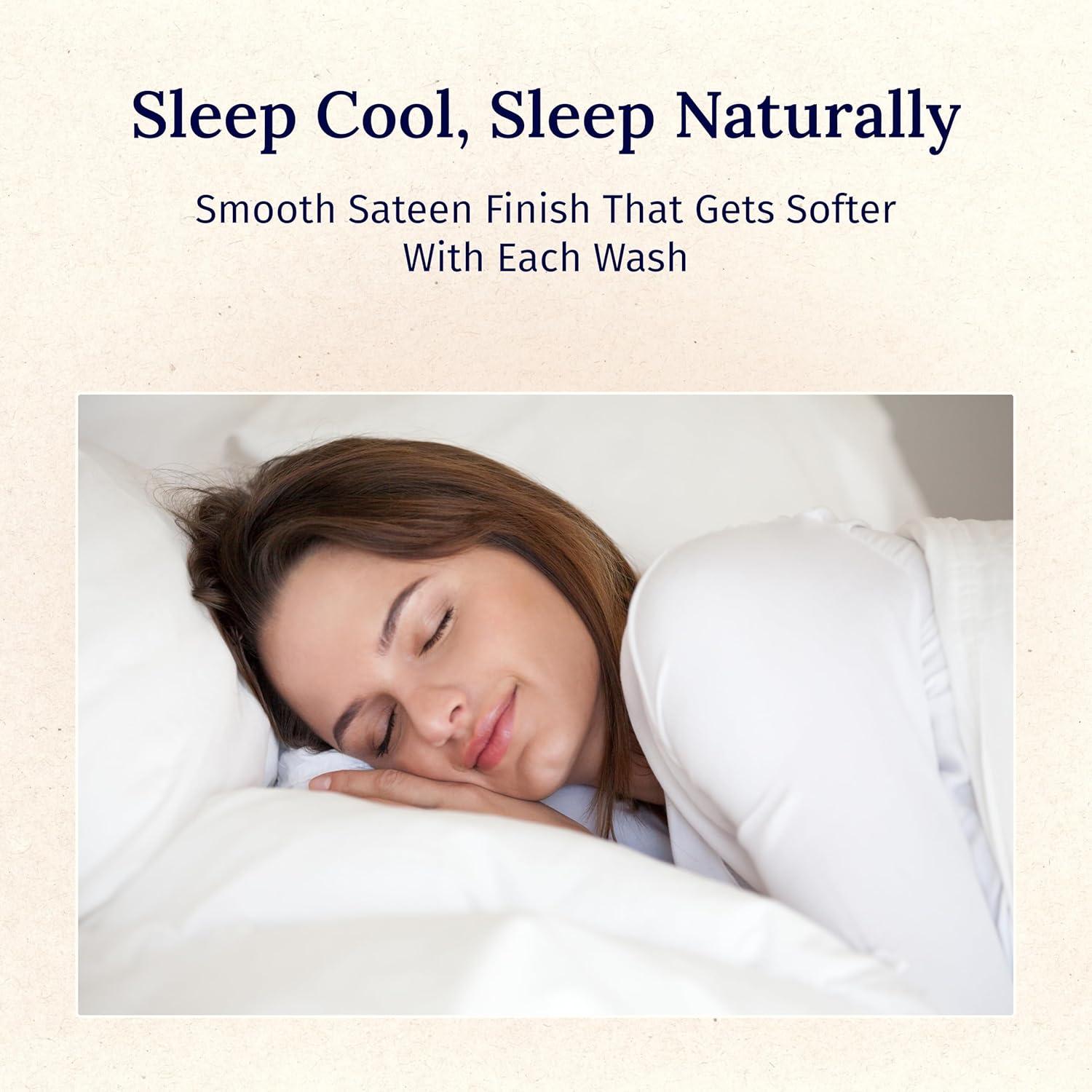 Conjunto de Sábanas Twin California Design Den 600 Hilos Algodón Satén Blanco