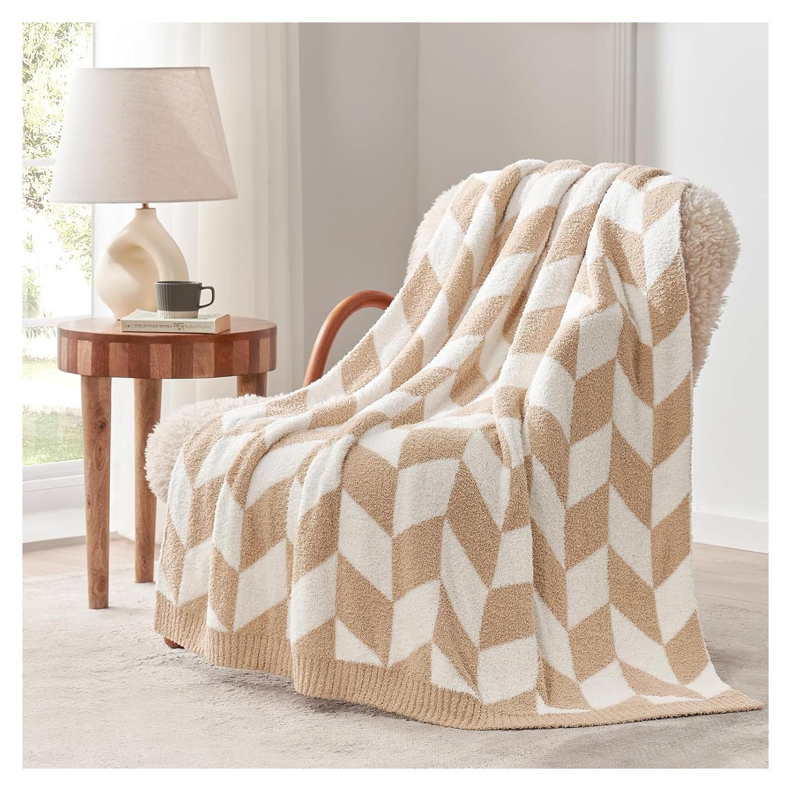 Manta Chevron Snuggle Sac 127x152 cm Microfibra Beige