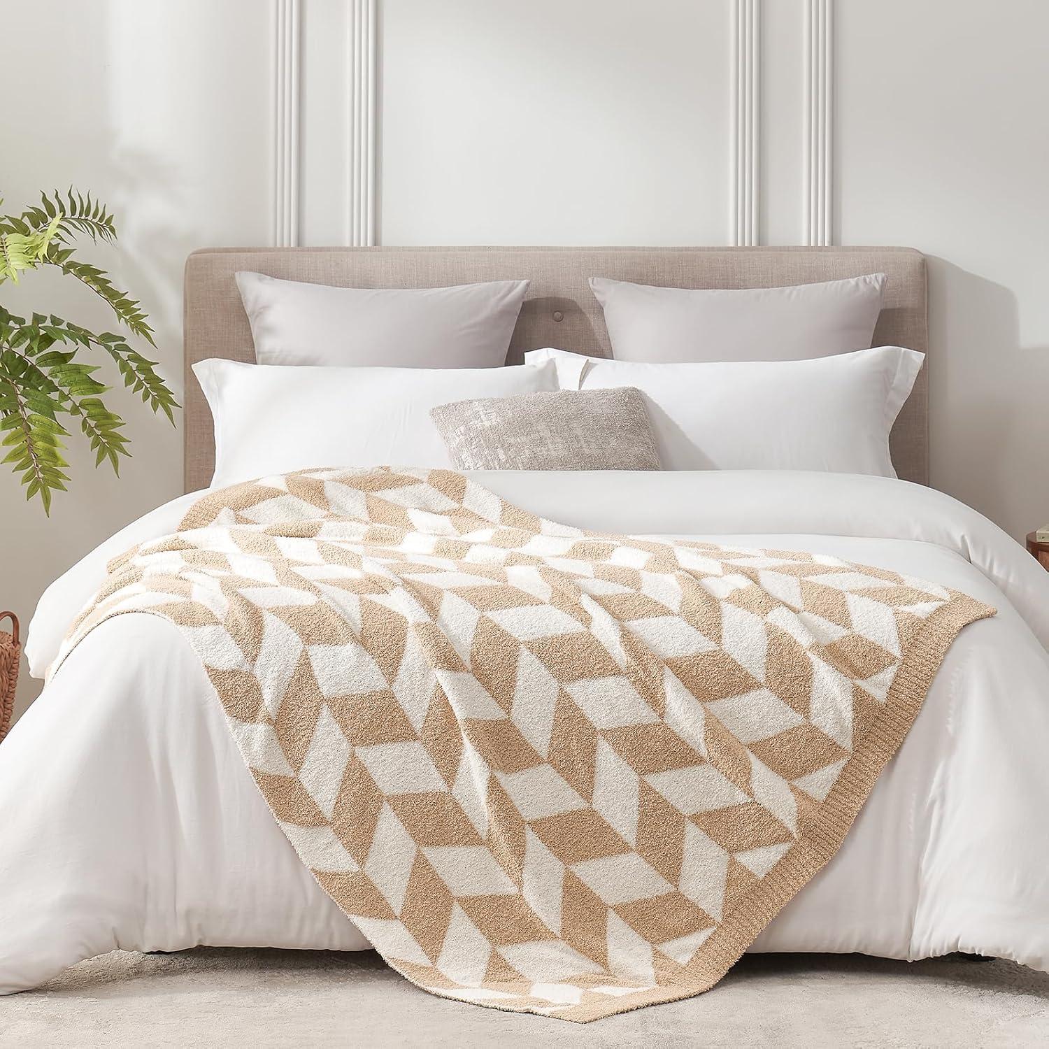Manta Chevron Snuggle Sac 127x152 cm Microfibra Beige