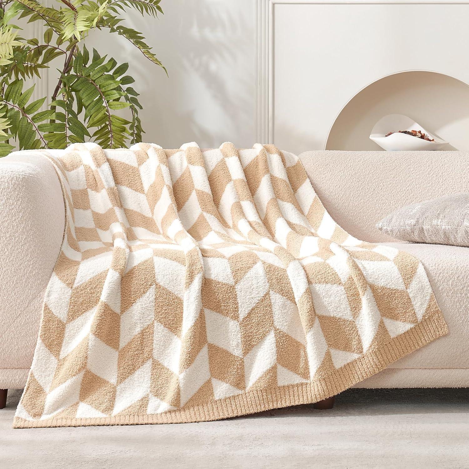 Manta Chevron Snuggle Sac 127x152 cm Microfibra Beige