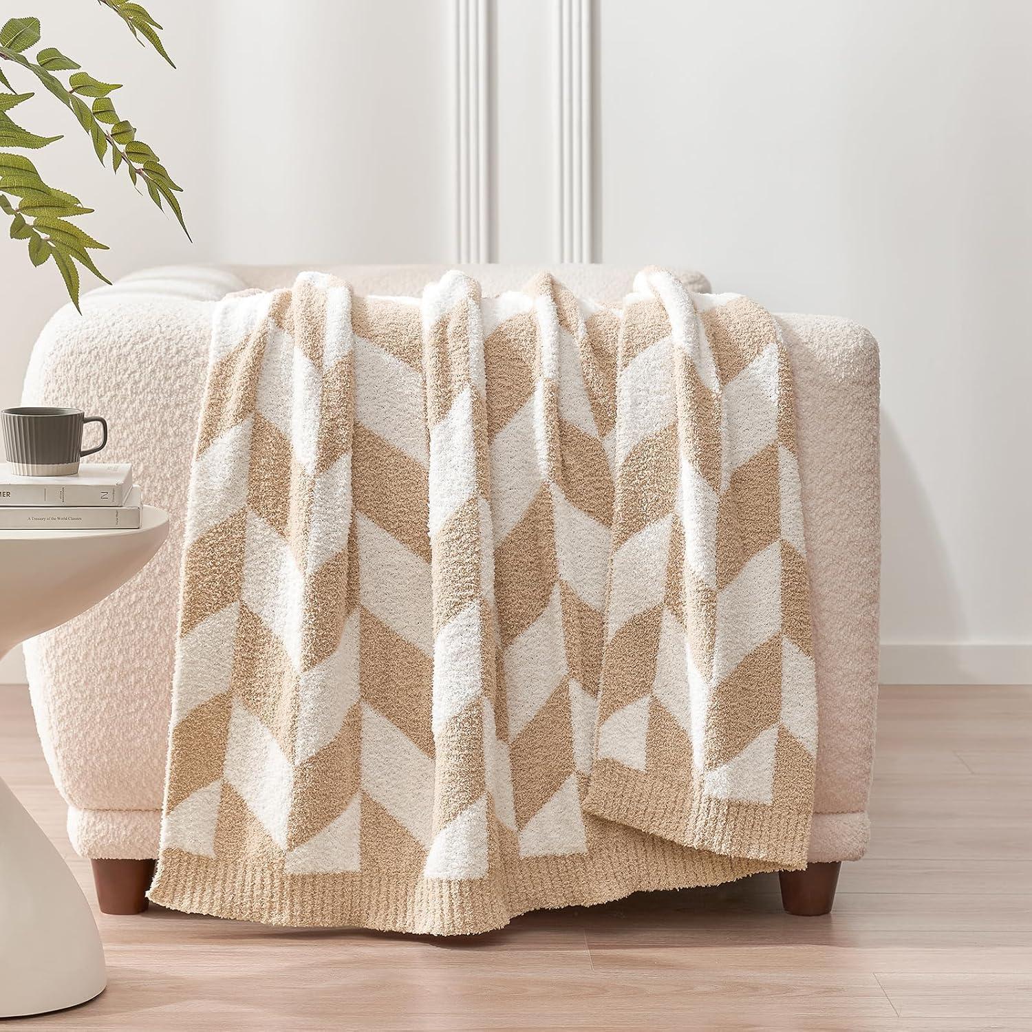 Manta Chevron Snuggle Sac 127x152 cm Microfibra Beige