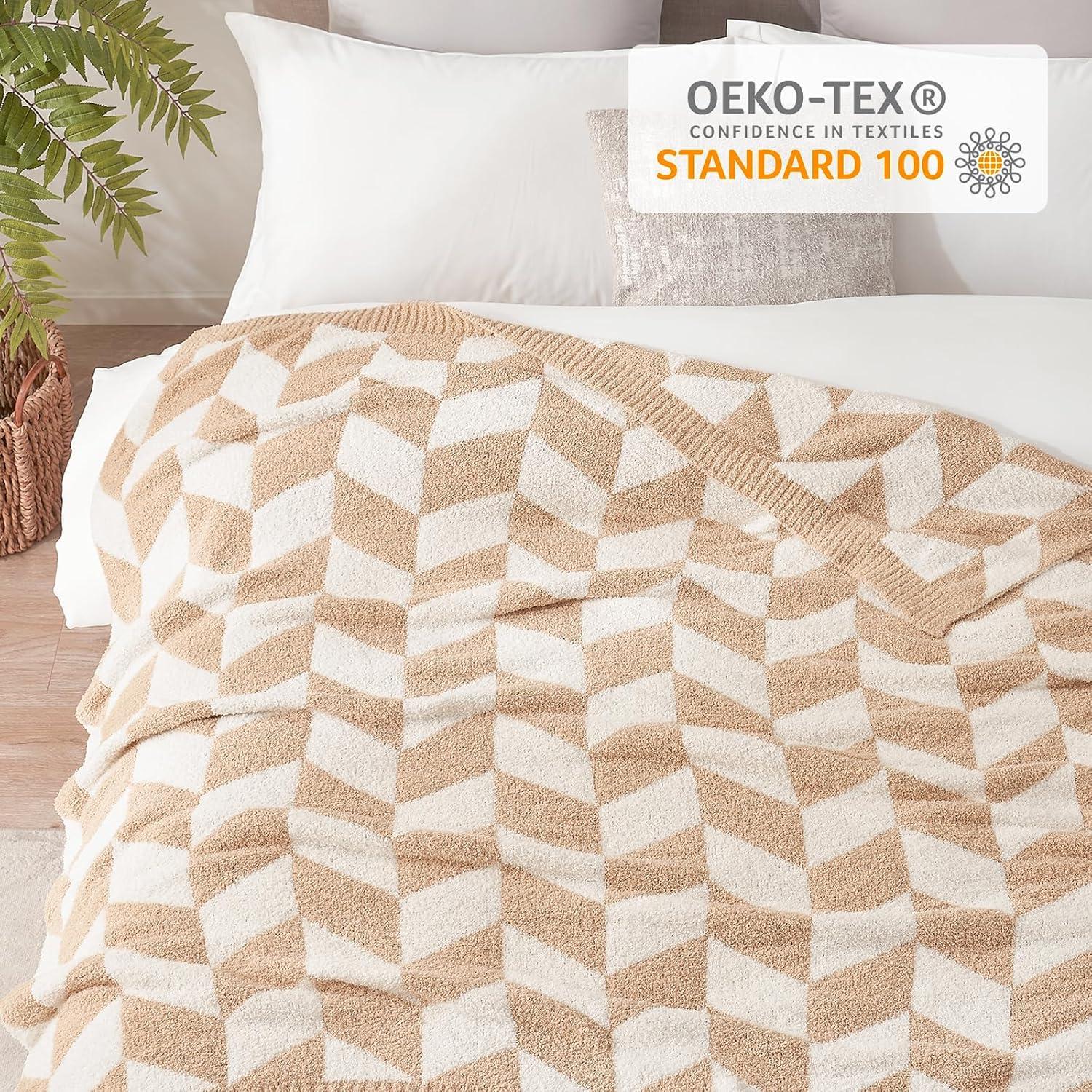 Manta Chevron Snuggle Sac 127x152 cm Microfibra Beige