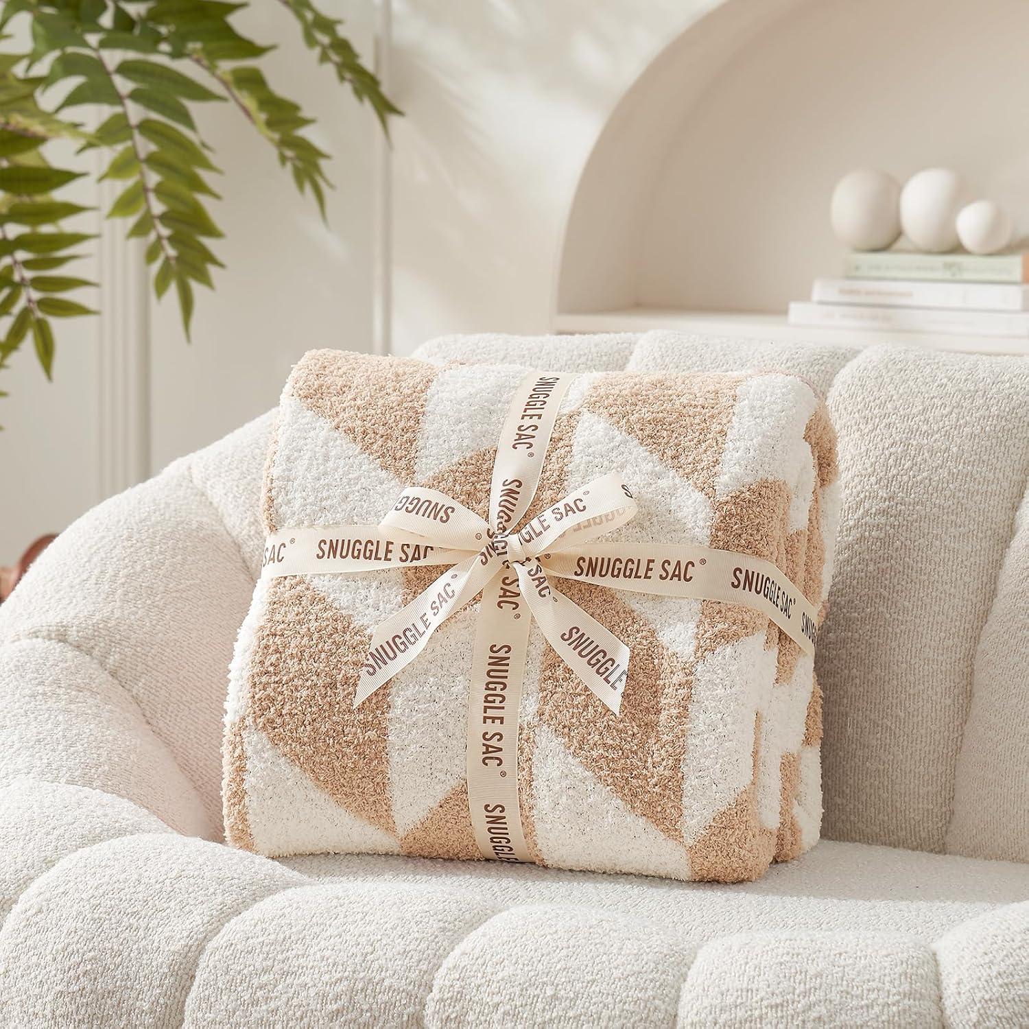 Manta Chevron Snuggle Sac 127x152 cm Microfibra Beige