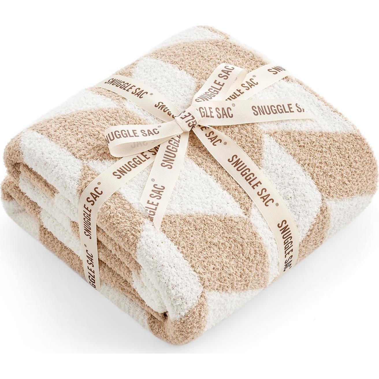 Manta Chevron Snuggle Sac 127x152 cm Microfibra Beige