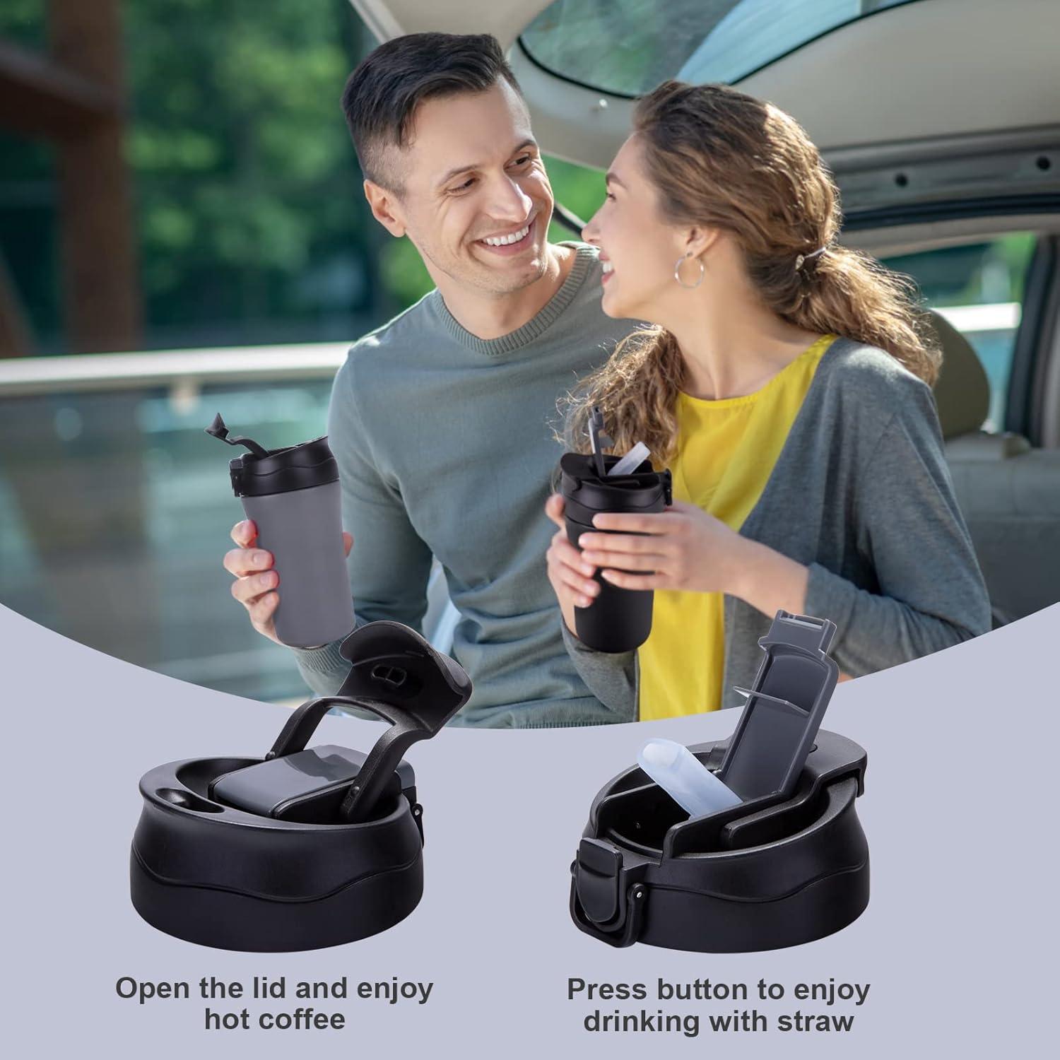 Taza de viaje XPIY 400 ml acero inoxidable a prueba de derrames