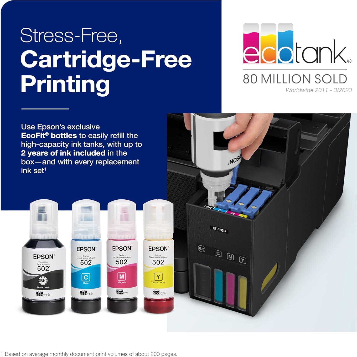 Impresora Epson EcoTank ET-4850 Todo-en-Uno Inalámbrica