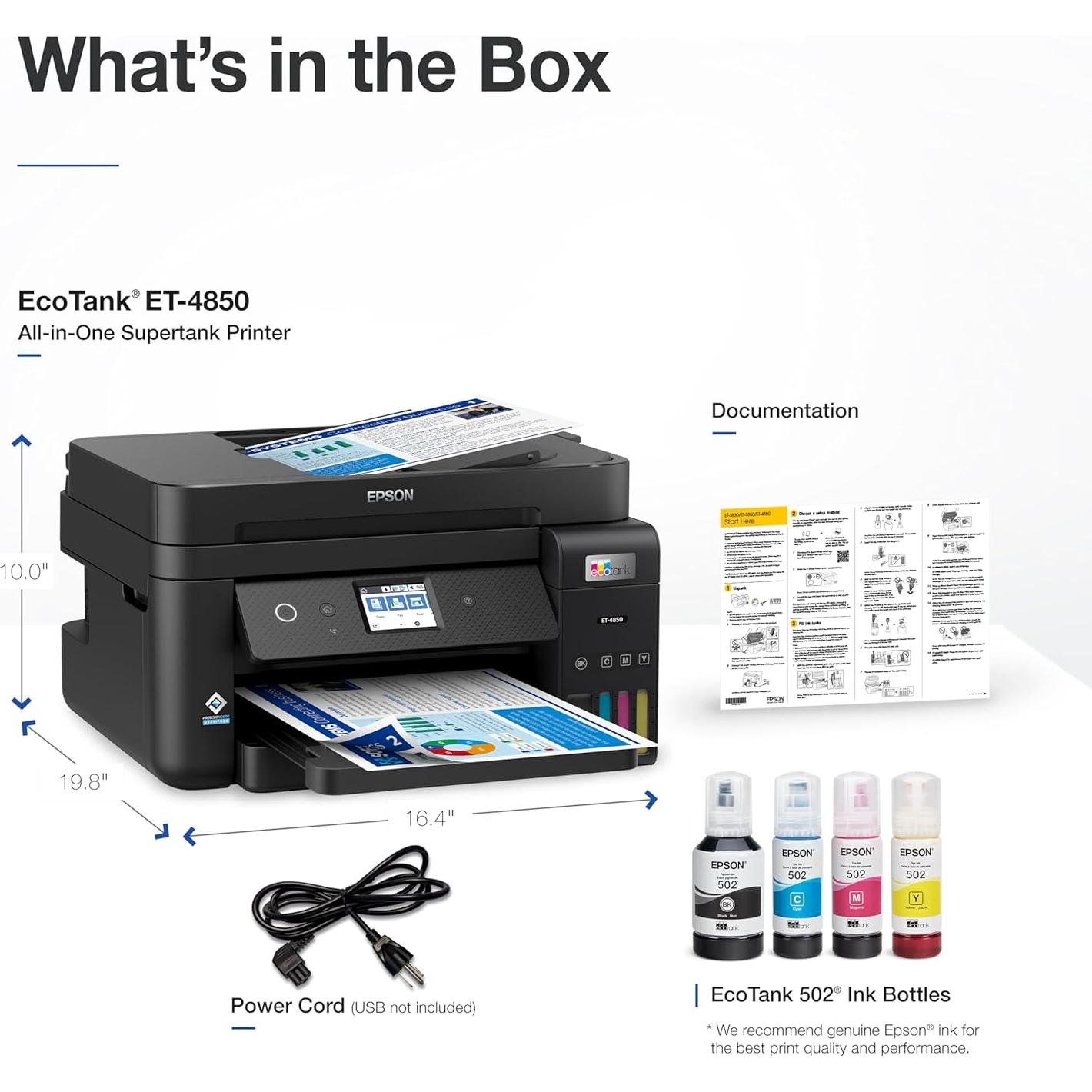 Impresora Epson EcoTank ET-4850 Todo-en-Uno Inalámbrica