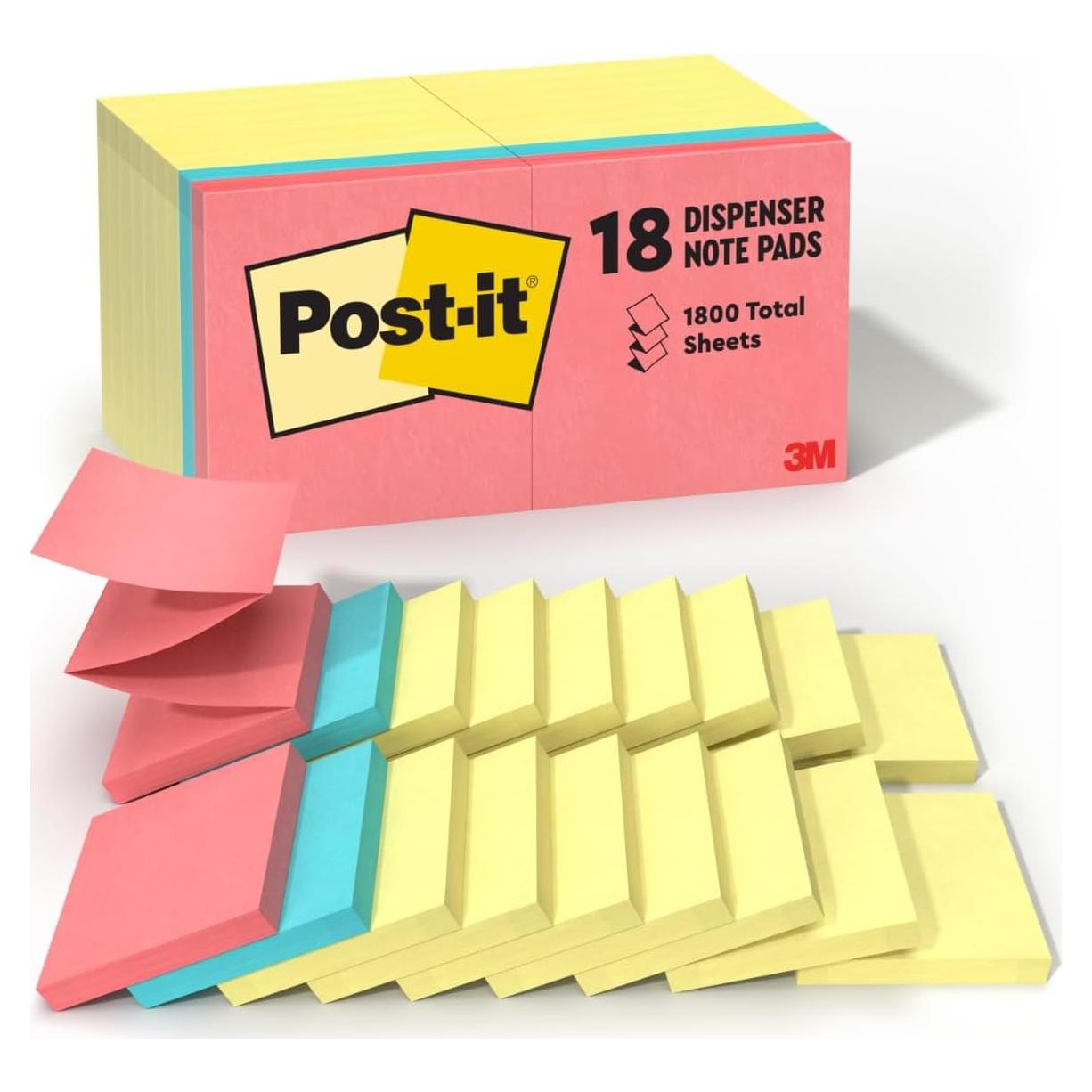 Dispensador de Notas Post-it 7.6x7.6 cm 18 Bloc Colores Asortidos