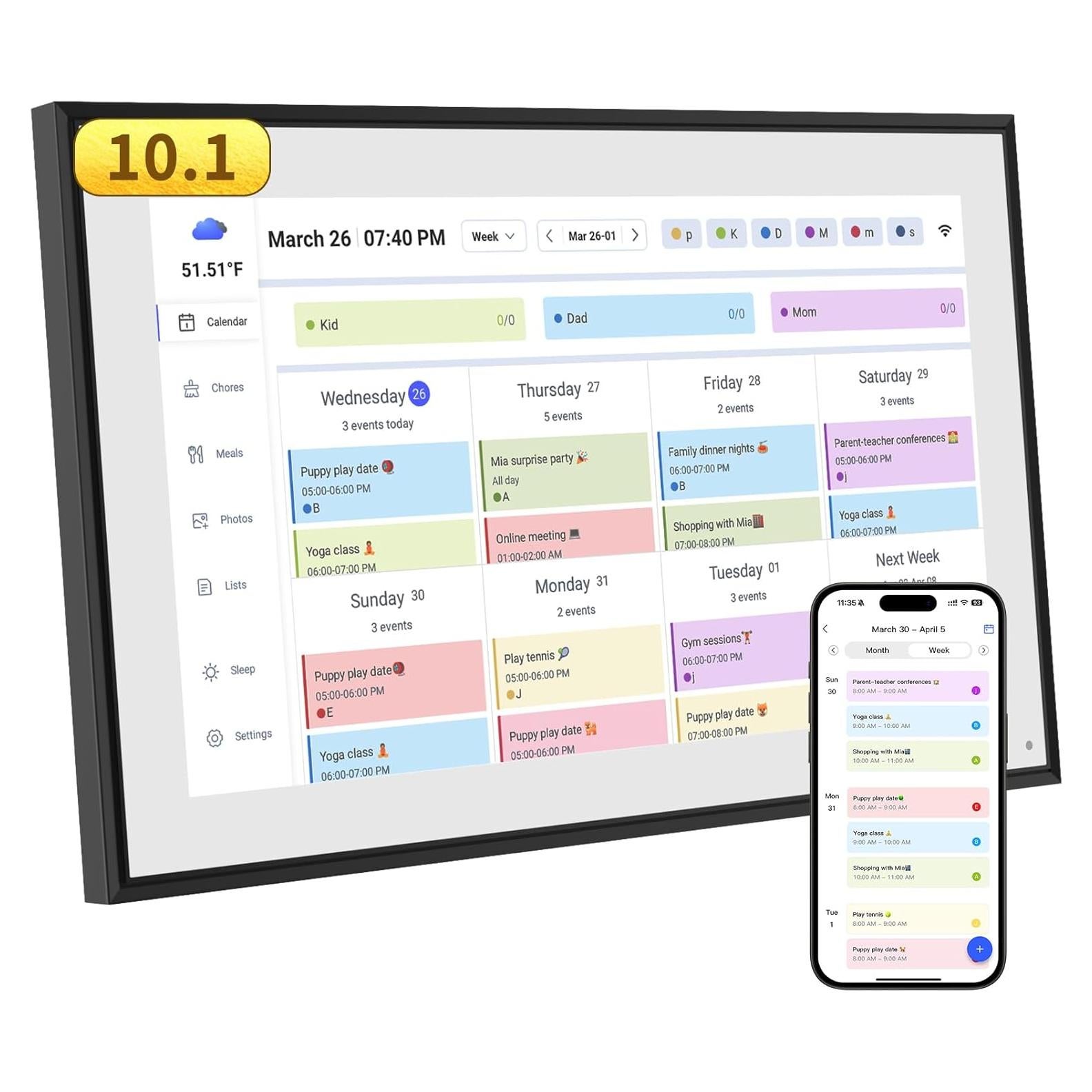 Calendario Digital Inteligente 10.1" Herncptar Pantalla Táctil