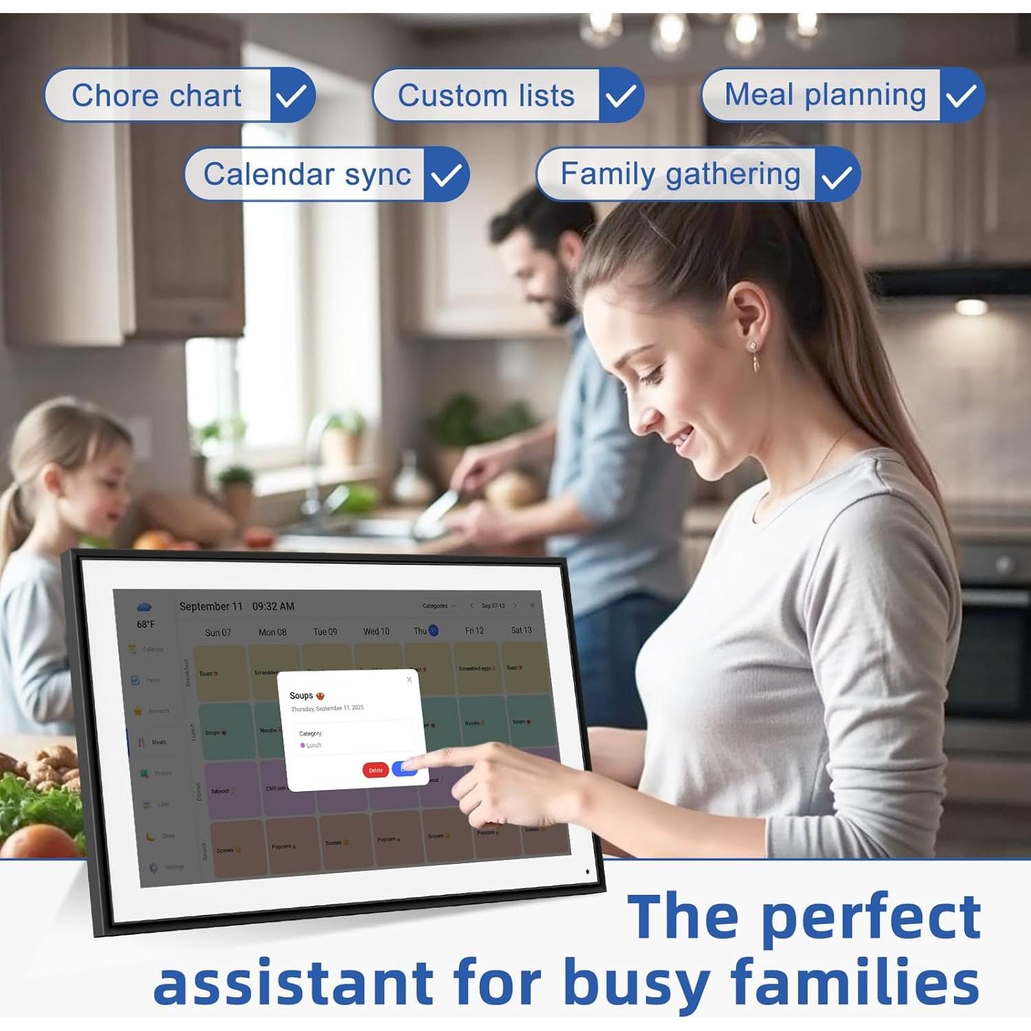 Calendario Digital de Pared 21.5" Herncptar Pantalla Táctil