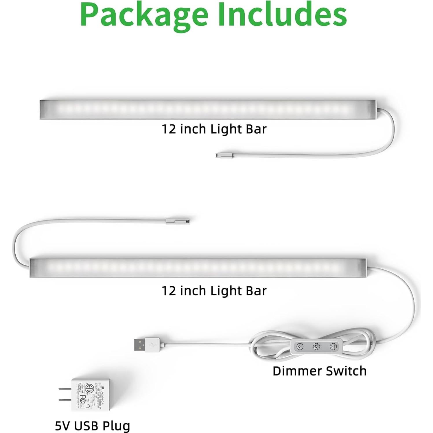 Iluminación bajo gabinete VOVAMO UNO-LK 2 piezas 30.48 cm LED 4500K