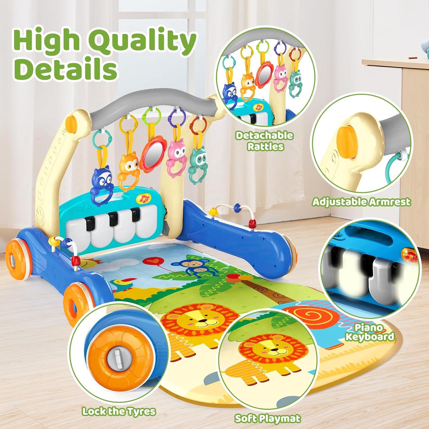 Alfombra de Juego 2 en 1 para Bebés Andador y Gimnasio Musical