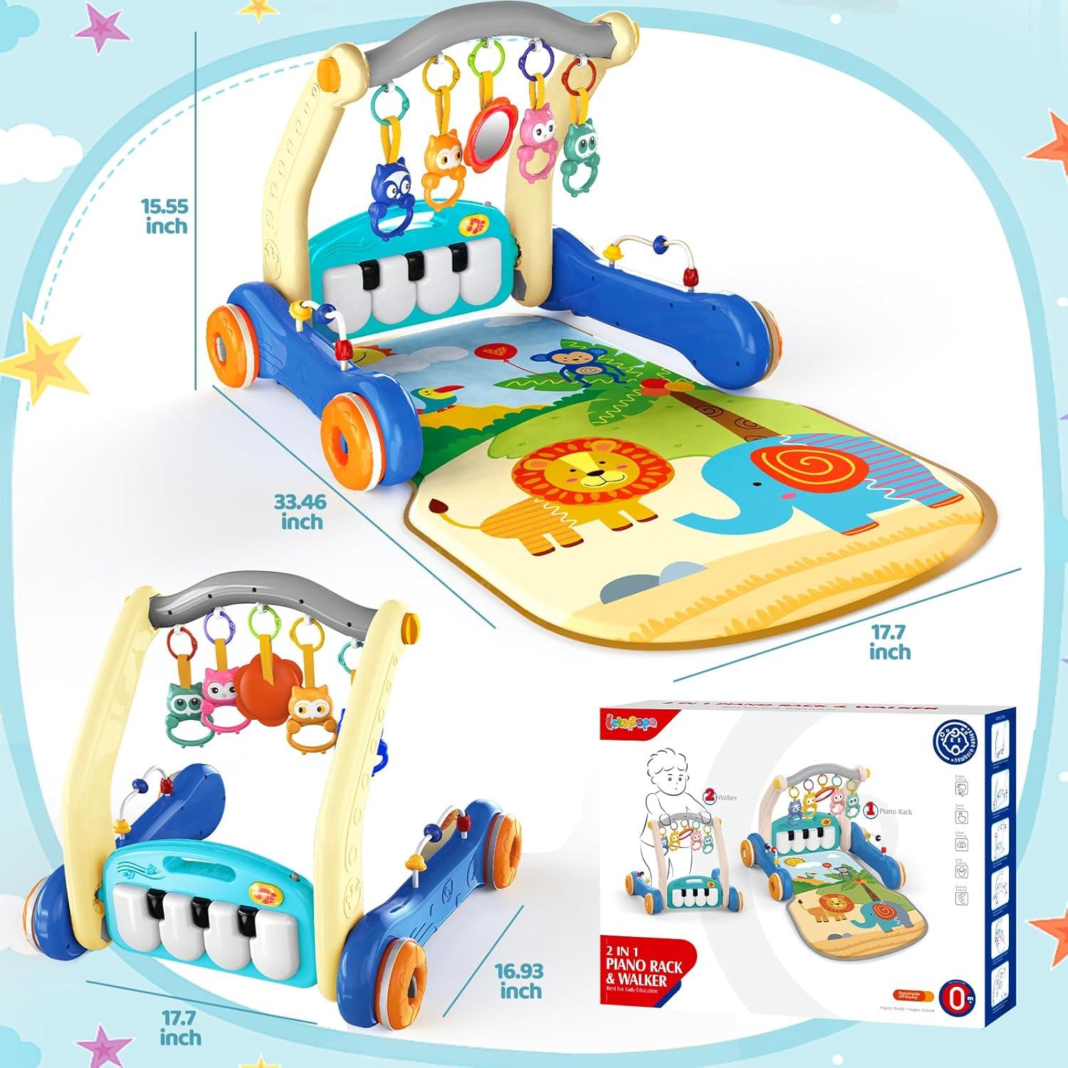 Alfombra de Juego 2 en 1 para Bebés Andador y Gimnasio Musical