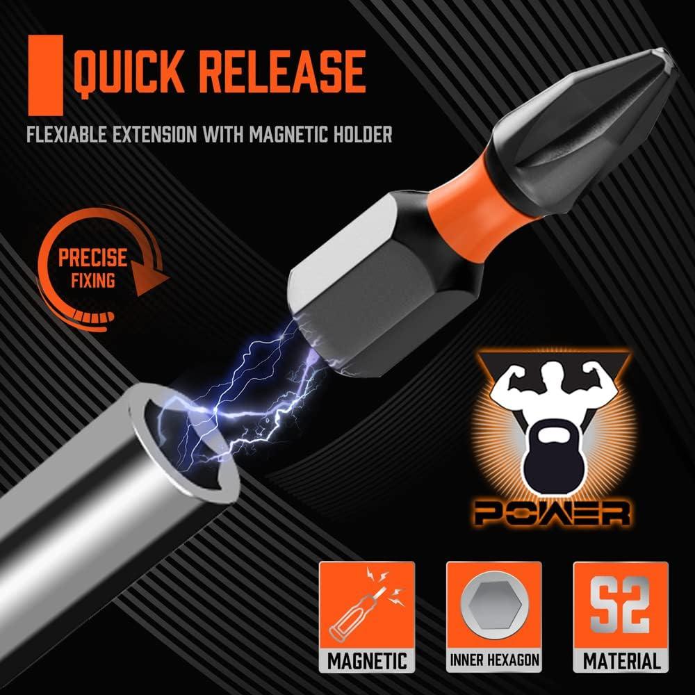 Adaptador de Bit Magnético 1/4" HORUSDY 2 Piezas 90mm y 210mm