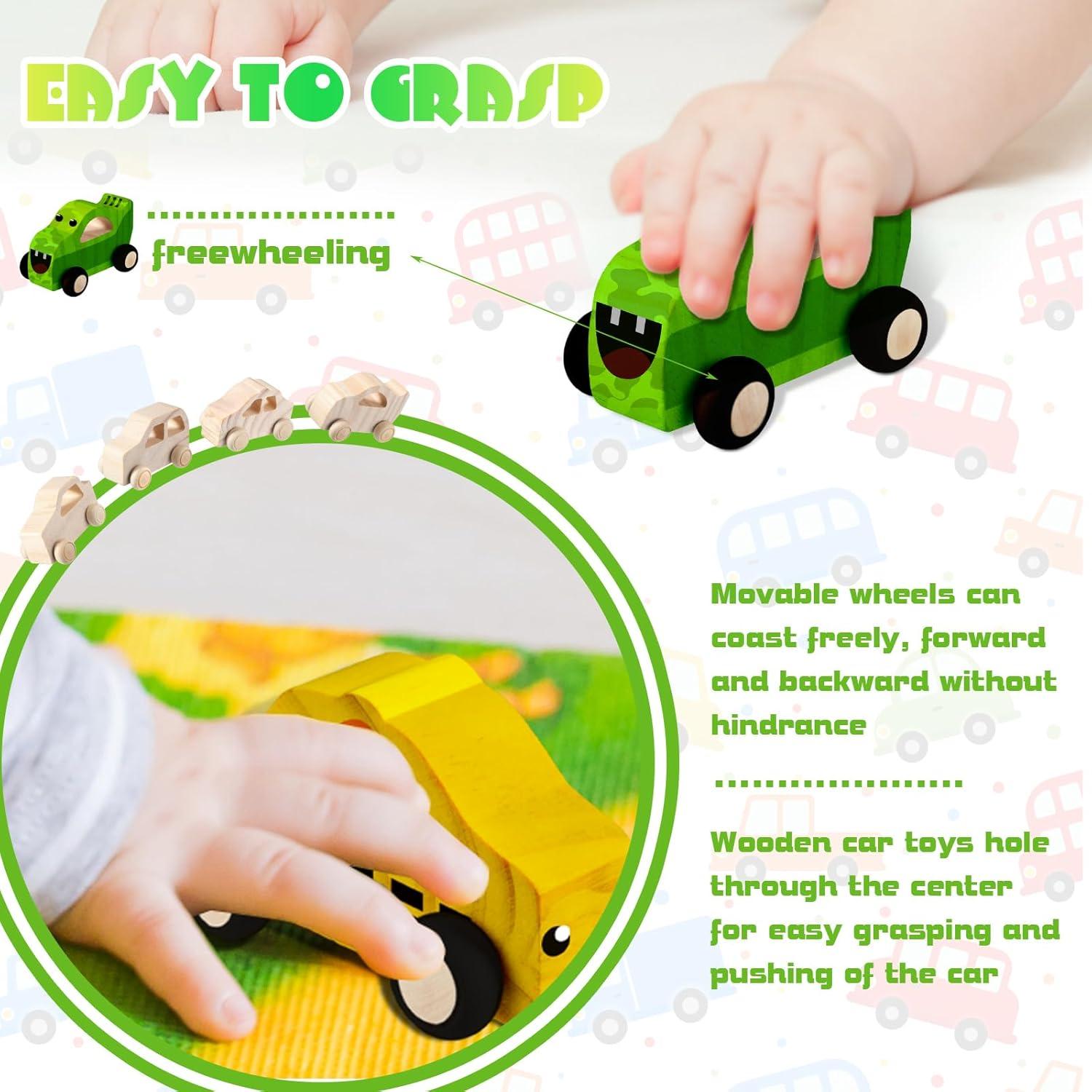 Chivao 24 Piezas Juguetes de Auto de Madera DIY Pintables