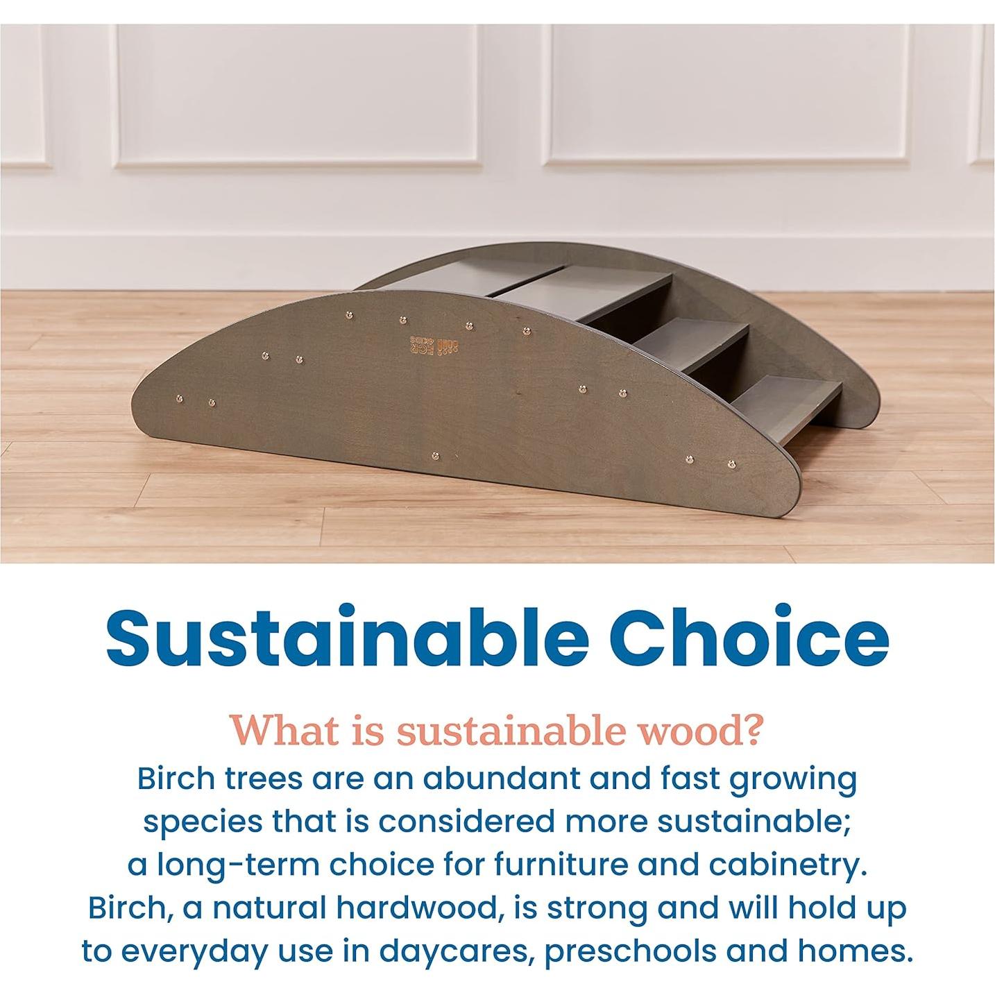 ECR4Kids Barco Mecedor y Escaleras Lavado Gris 116.8x60 cm