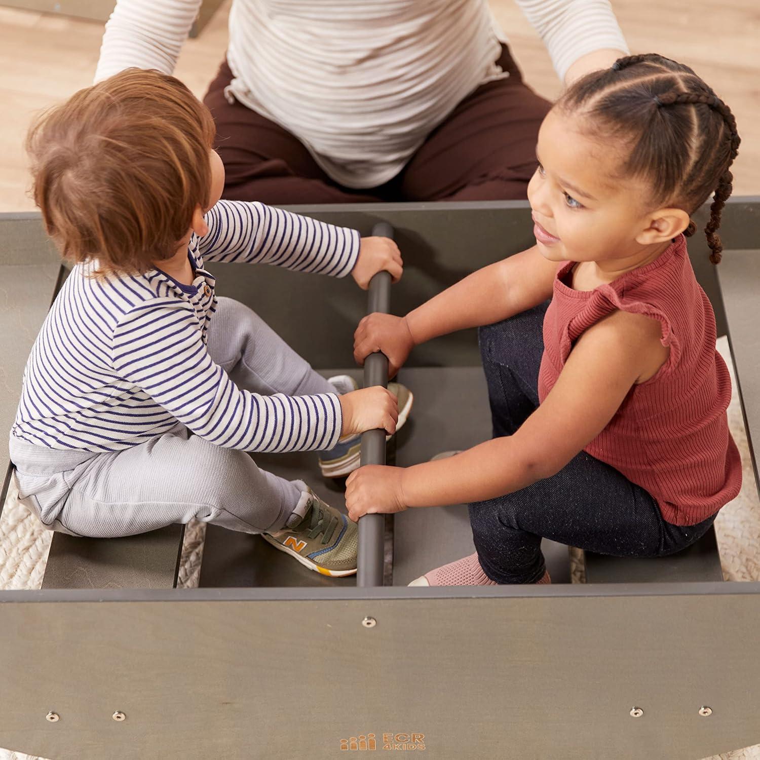 ECR4Kids Barco Mecedor y Escaleras Lavado Gris 116.8x60 cm