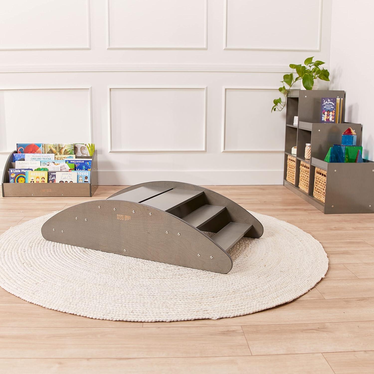 ECR4Kids Barco Mecedor y Escaleras Lavado Gris 116.8x60 cm