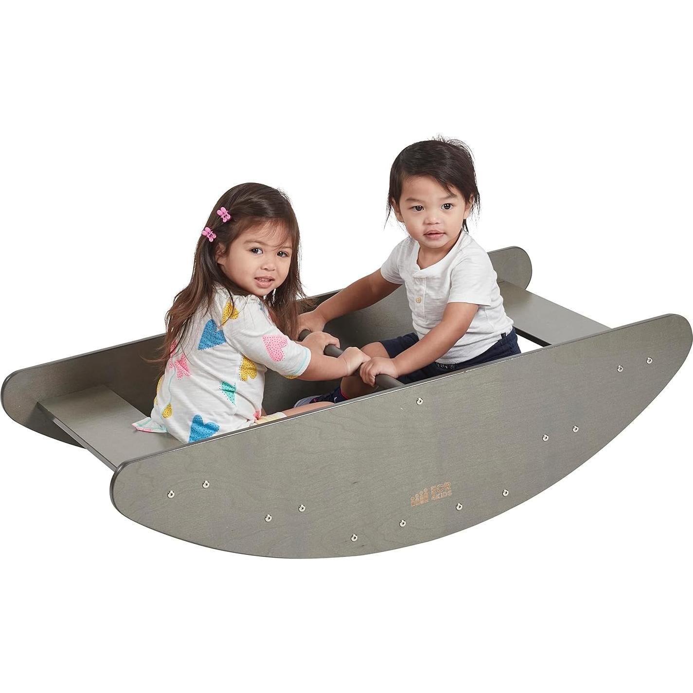 ECR4Kids Barco Mecedor y Escaleras Lavado Gris 116.8x60 cm