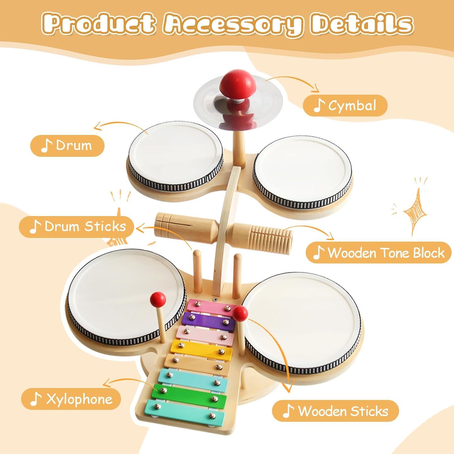 Juego de Batería Infantil Twood 7 en 1 Musical Montessori